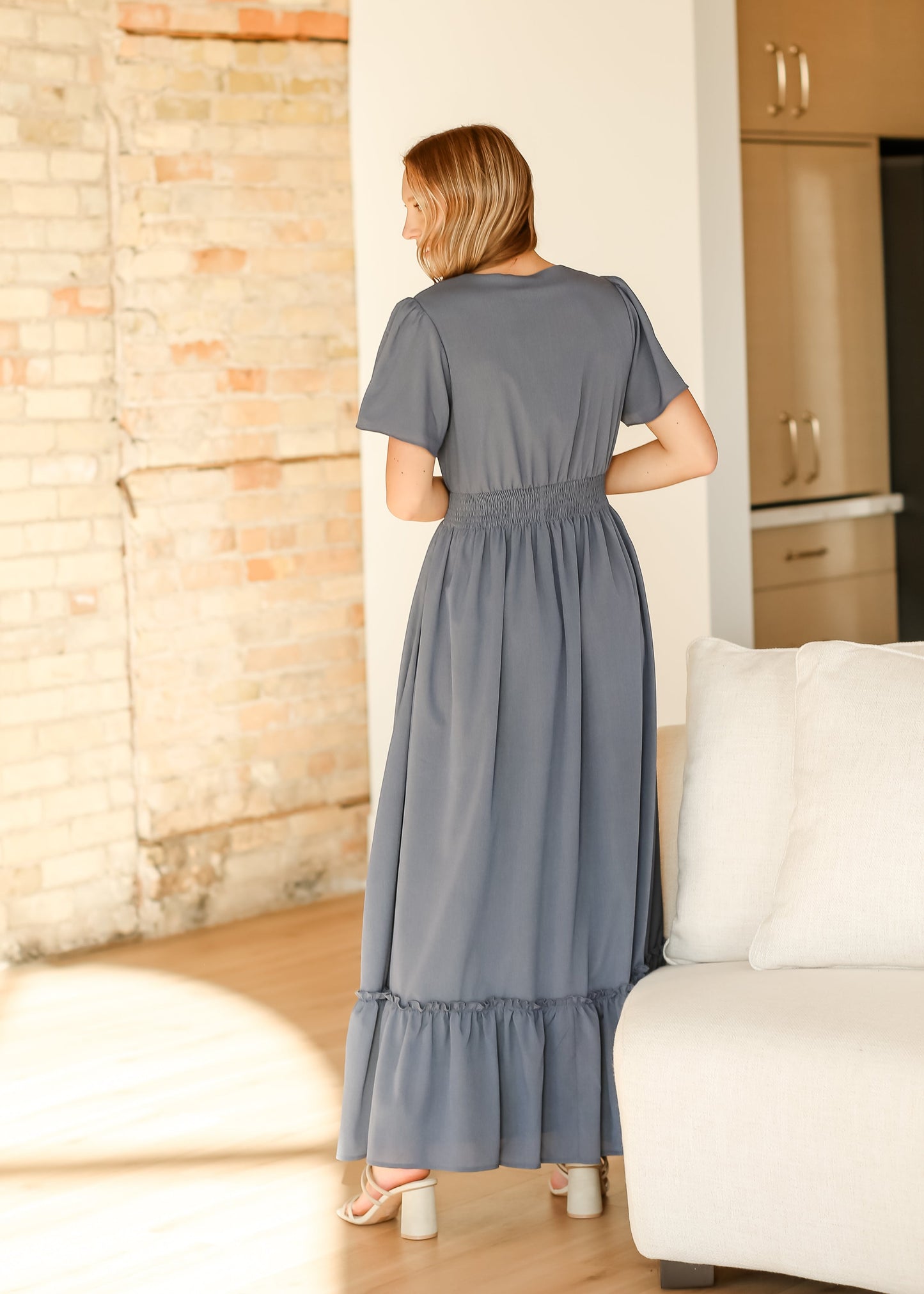 Isabella V Neck Flutter Sleeve Maxi Dress IC Dresses