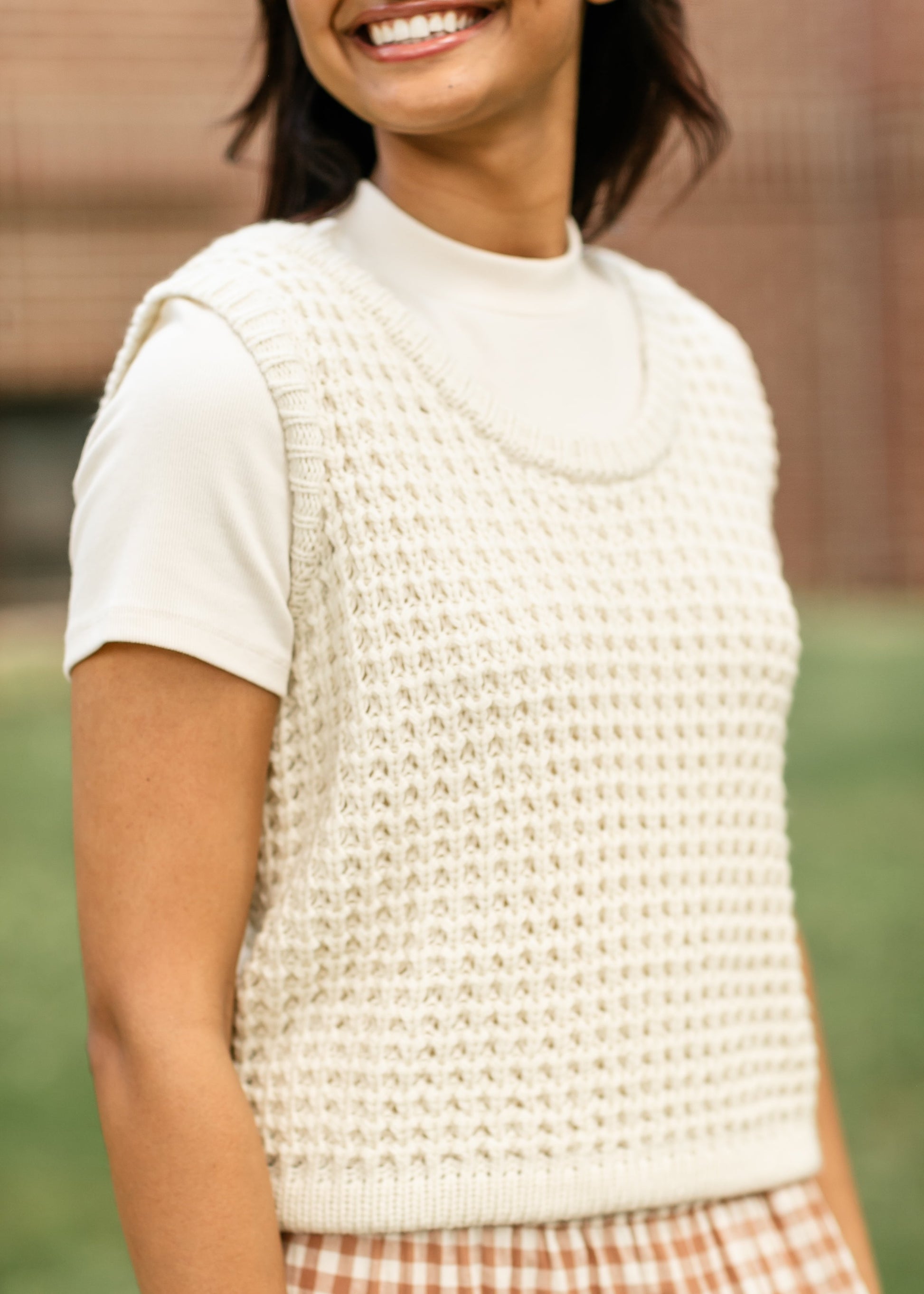 Ivory Knit Sweater Tank FF Tops