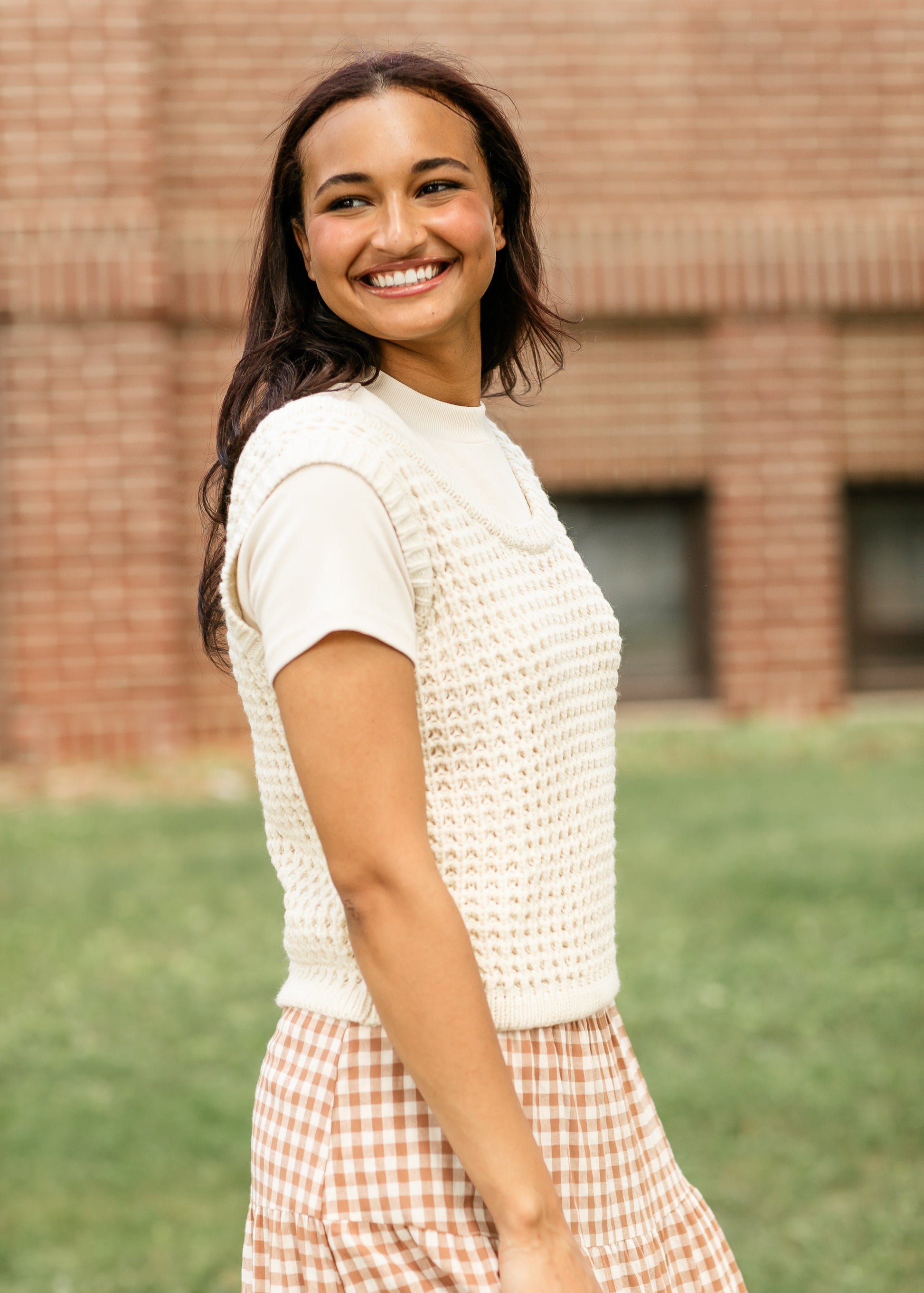 Ivory Knit Sweater Tank FF Tops