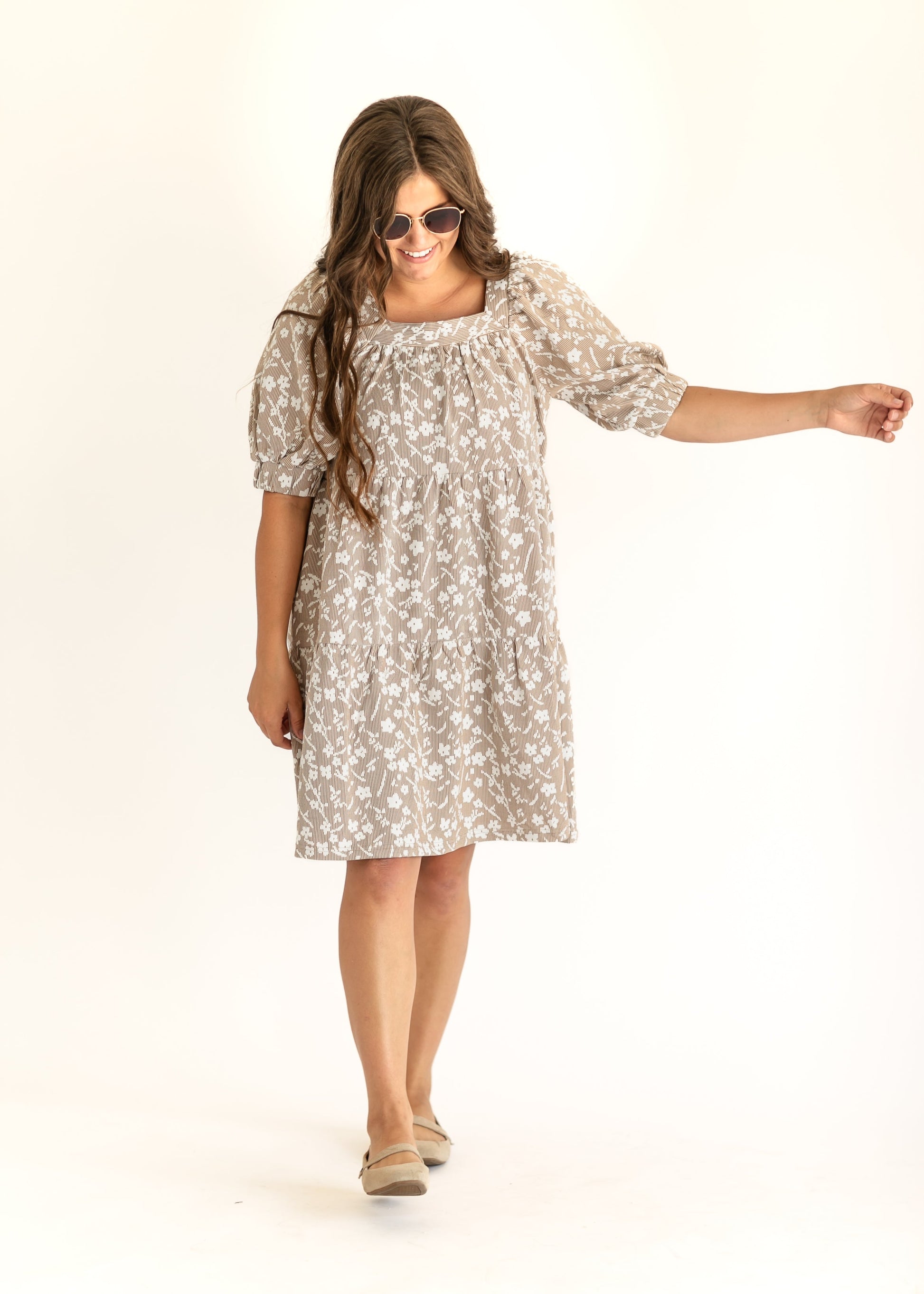 Jacquard Knit Square Neck Dress FF Dresses