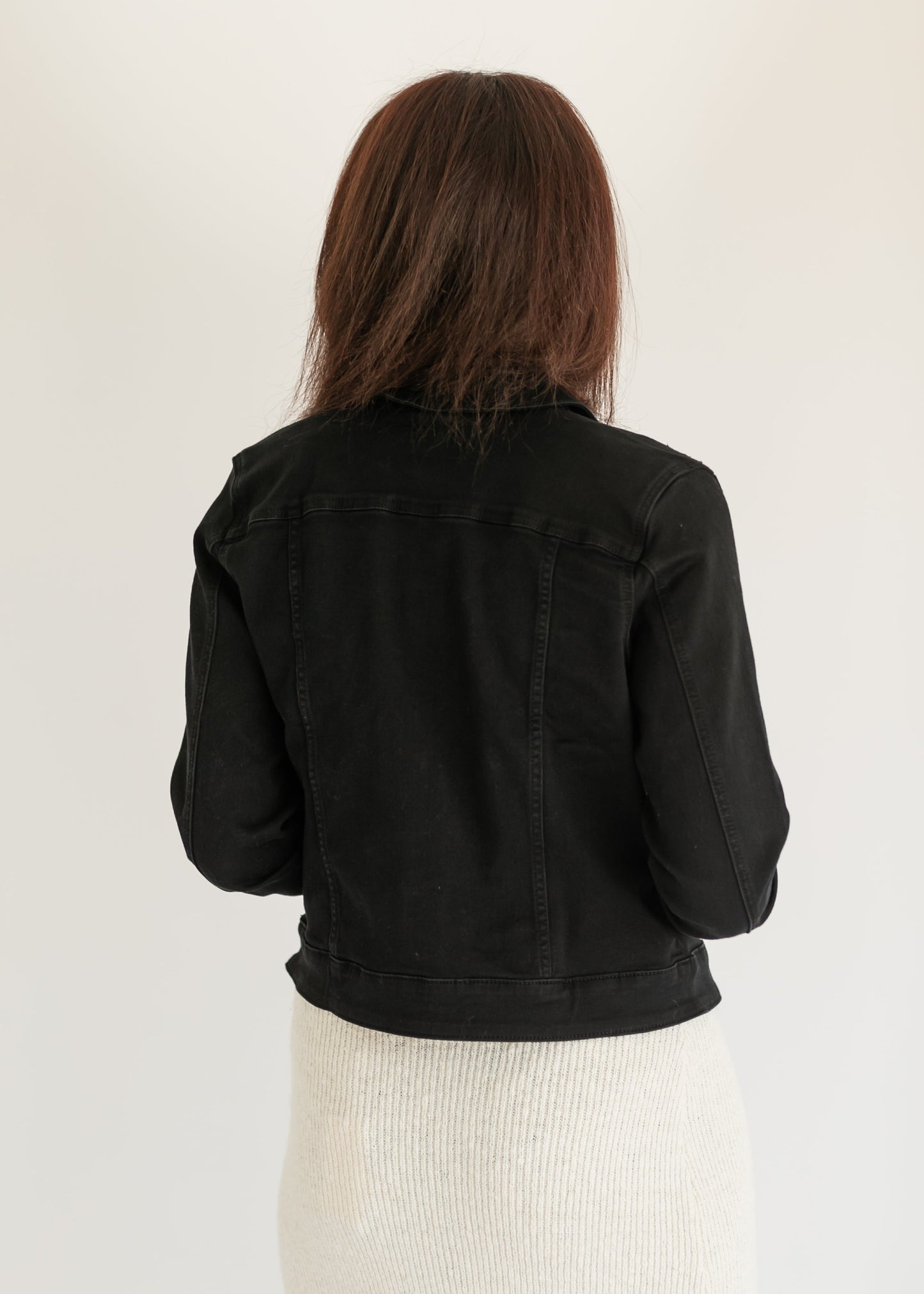 Julia Crop Black Denim Jacket FF Layering Essentials