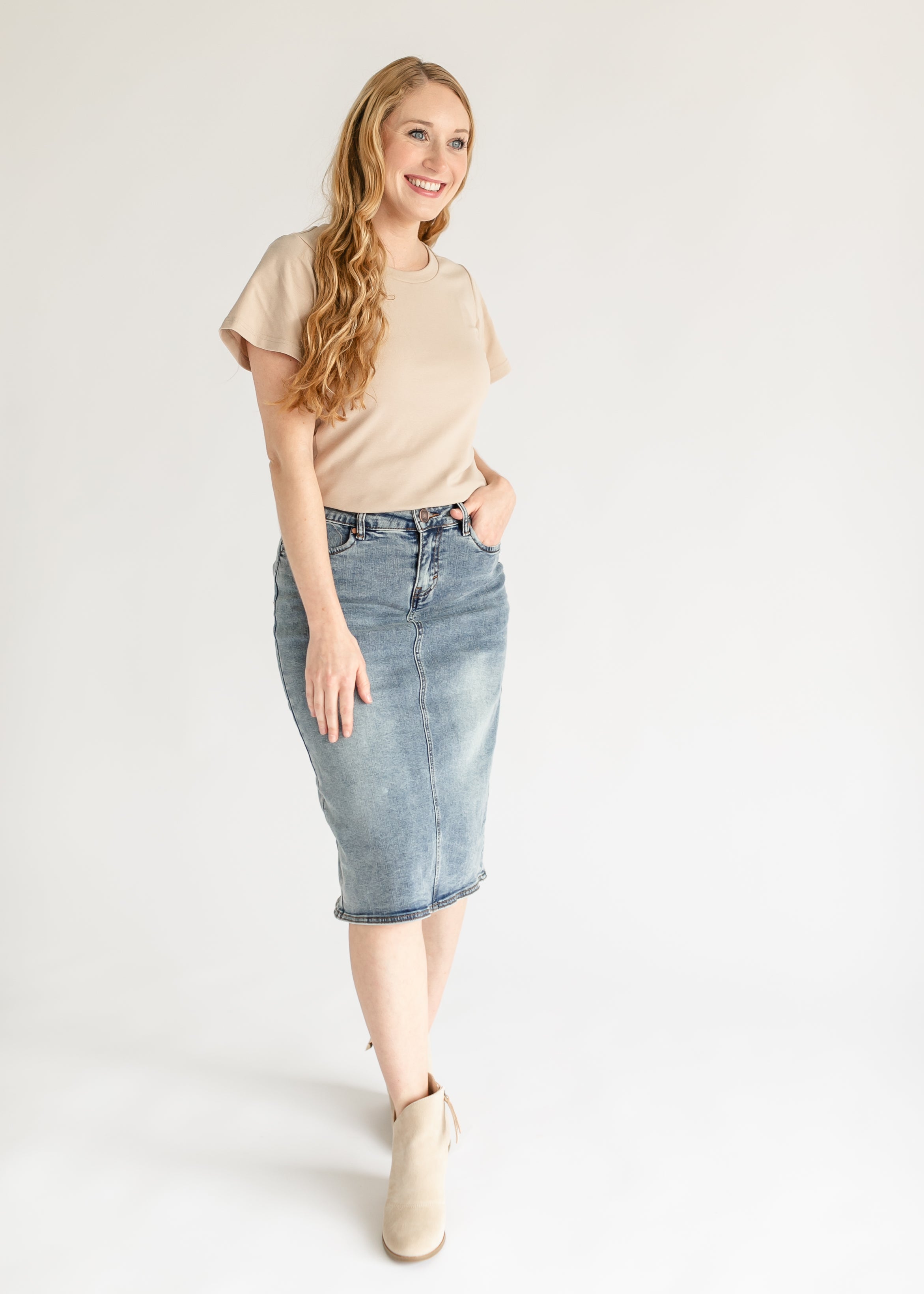 Kaitty Vintage Wash Midi Skirt – Inherit Co.