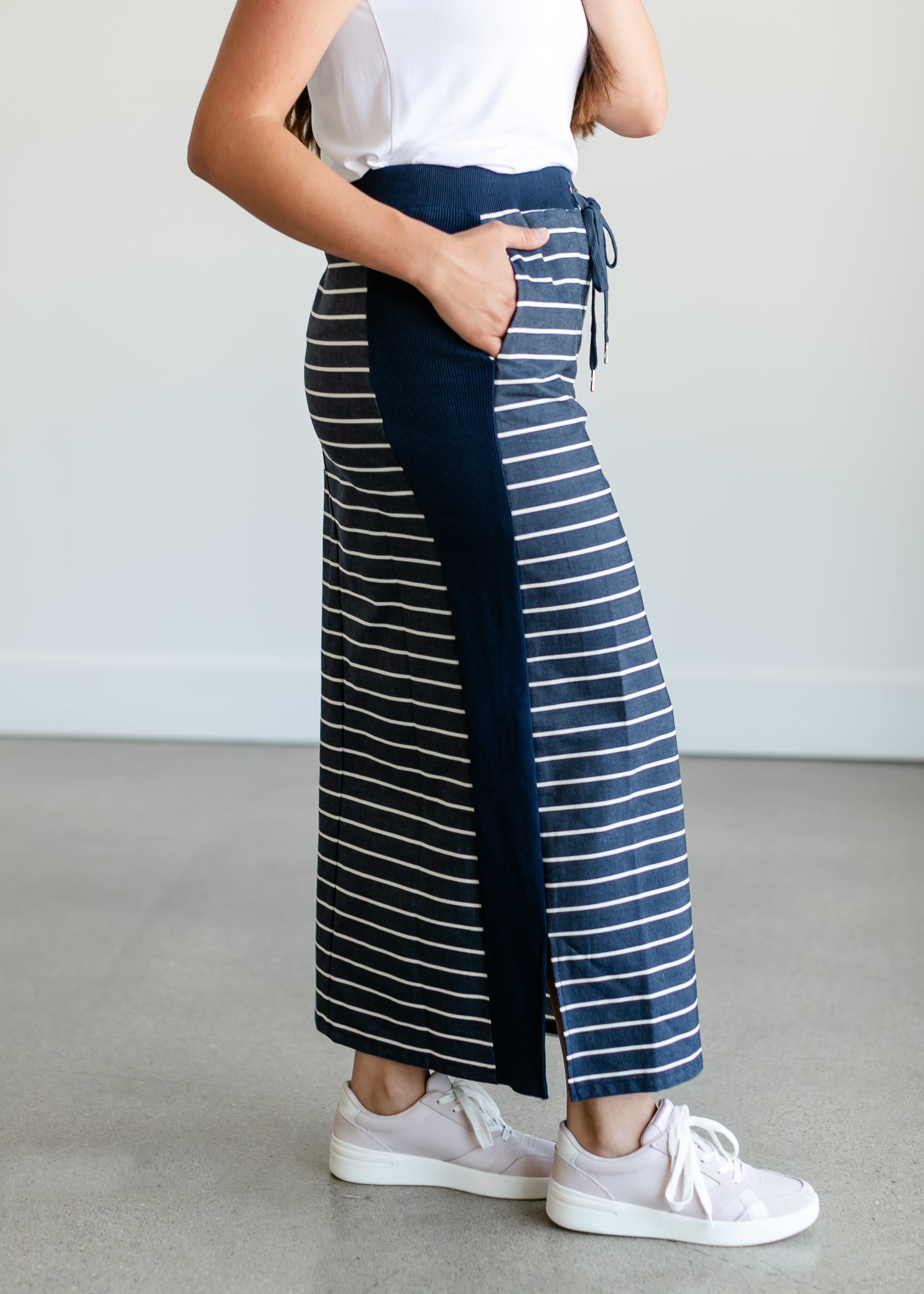 Navy stripe outlet maxi skirt