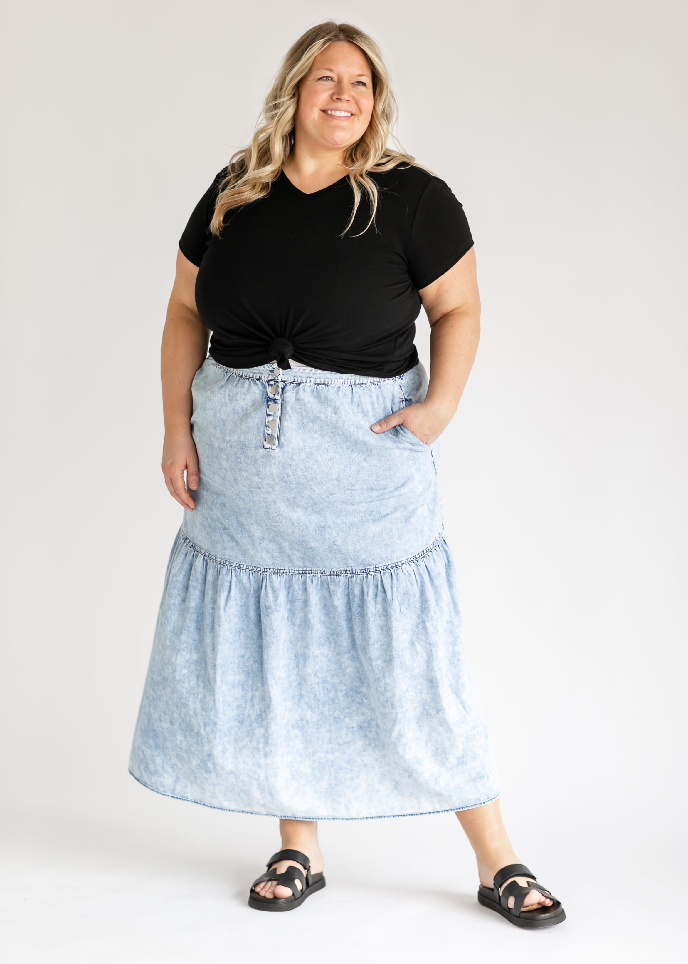 Plus size on sale chambray midi skirt