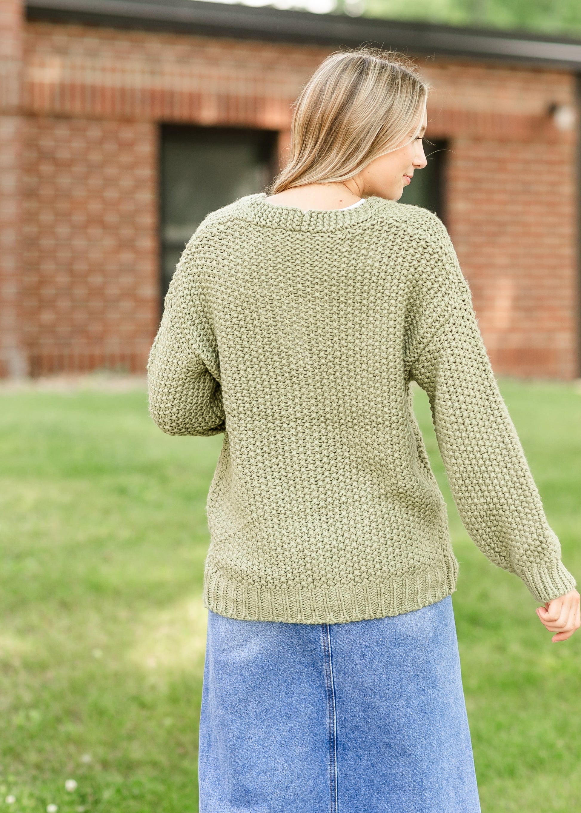 Knit Matcha Green Button Up Cardigan FF Tops