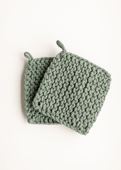 Knit Potholder FF Home + Lifestyle Jade green