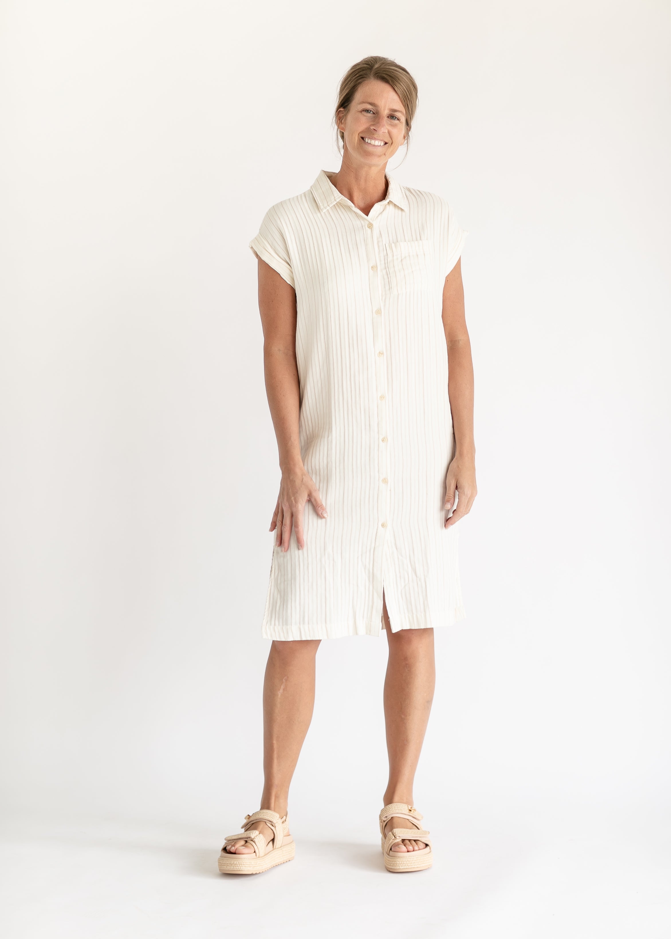 Laira Striped Midi Shirt Dress - FINAL SALE – Inherit Co.