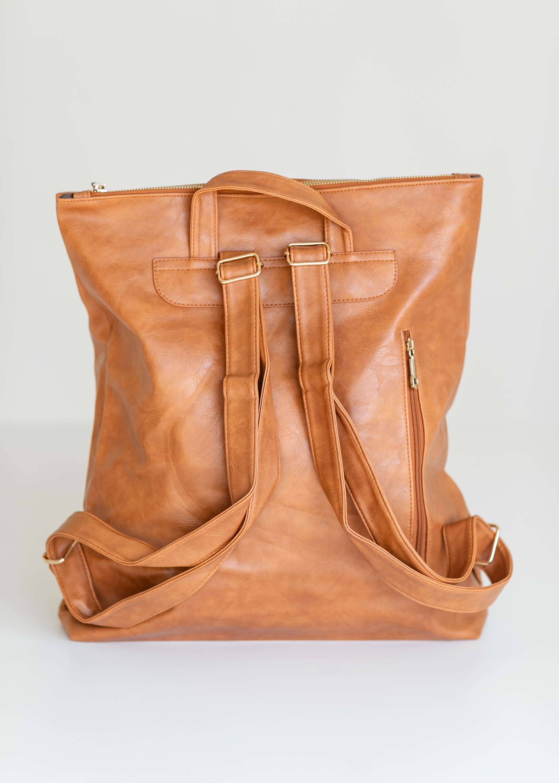 large vegan leather backpack