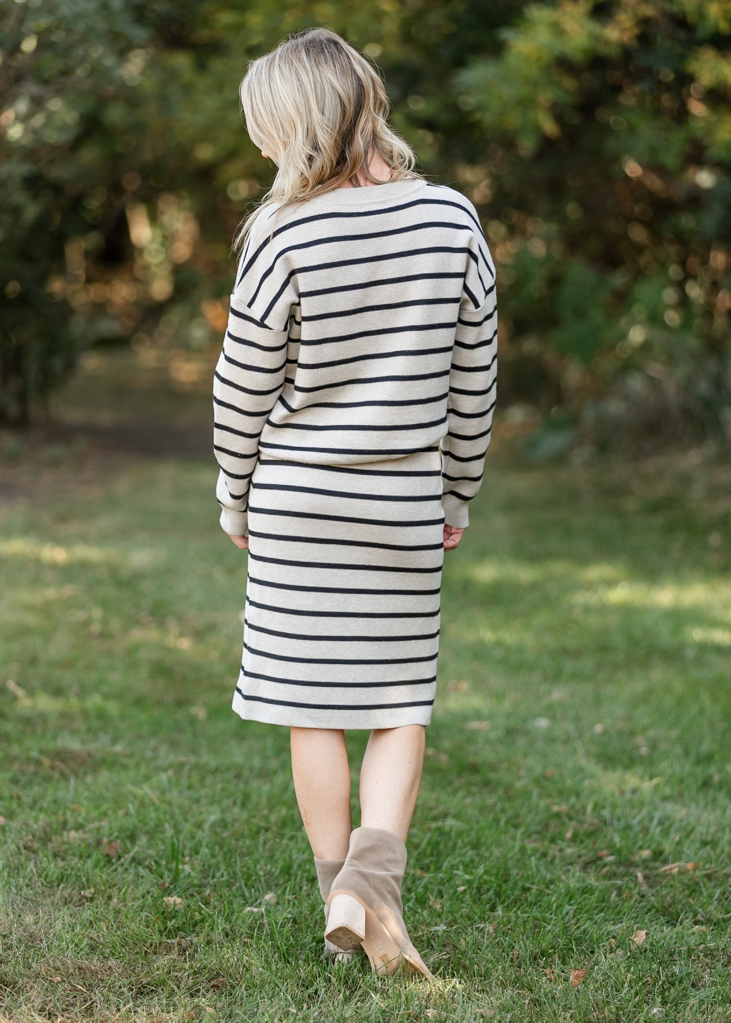 Latte Stripe Knit Skirt FF Skirts