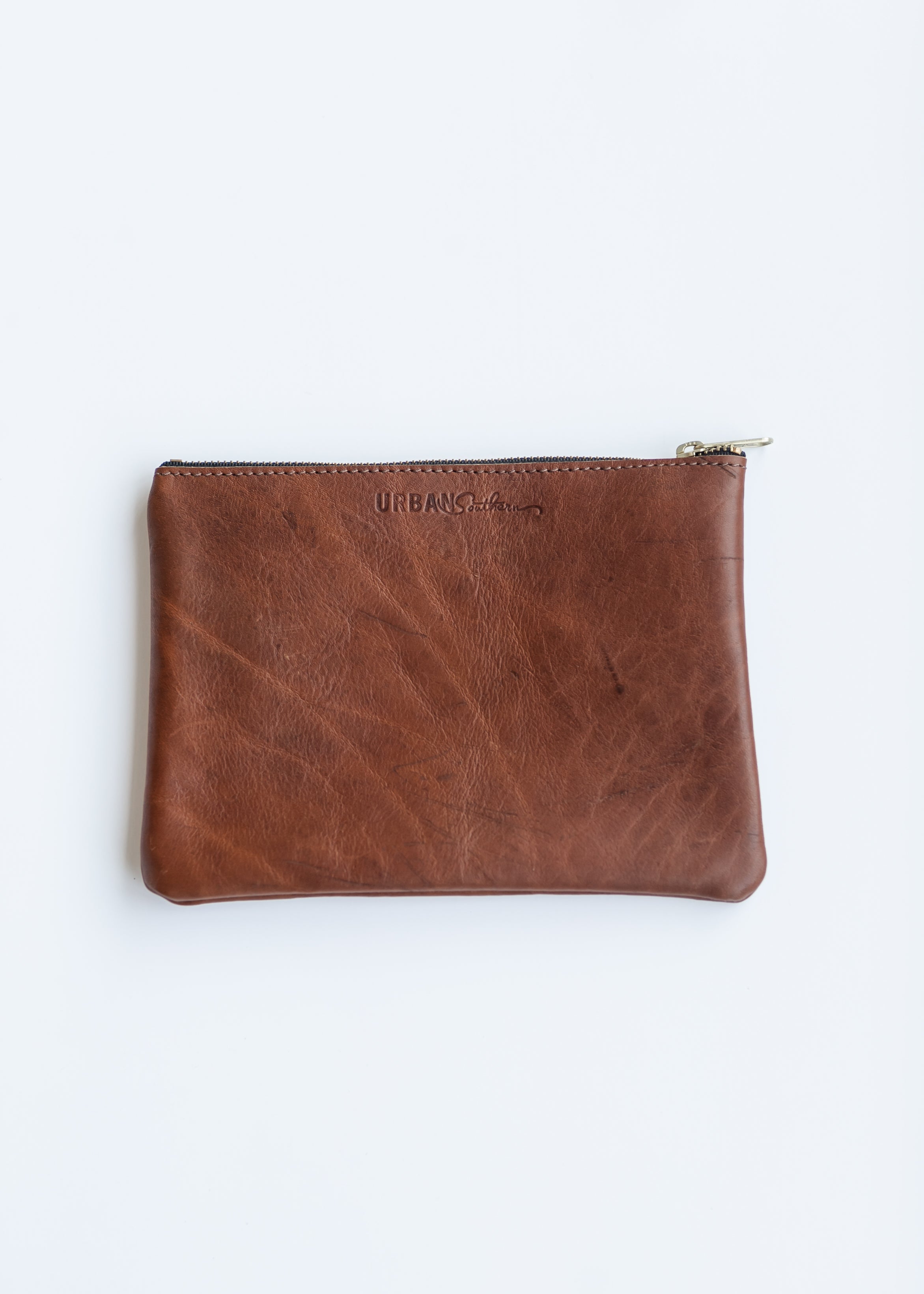 Large leather zip pouch best sale