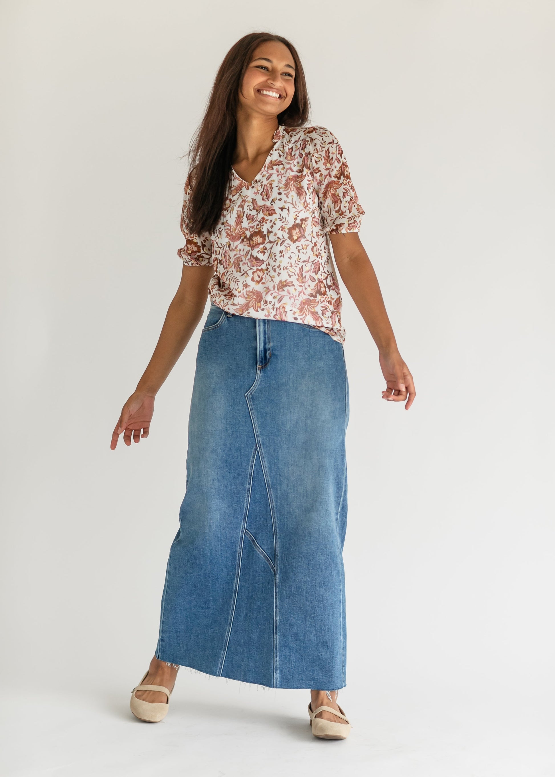 Lee A-Line Raw Hem Maxi Skirt IC Skirts