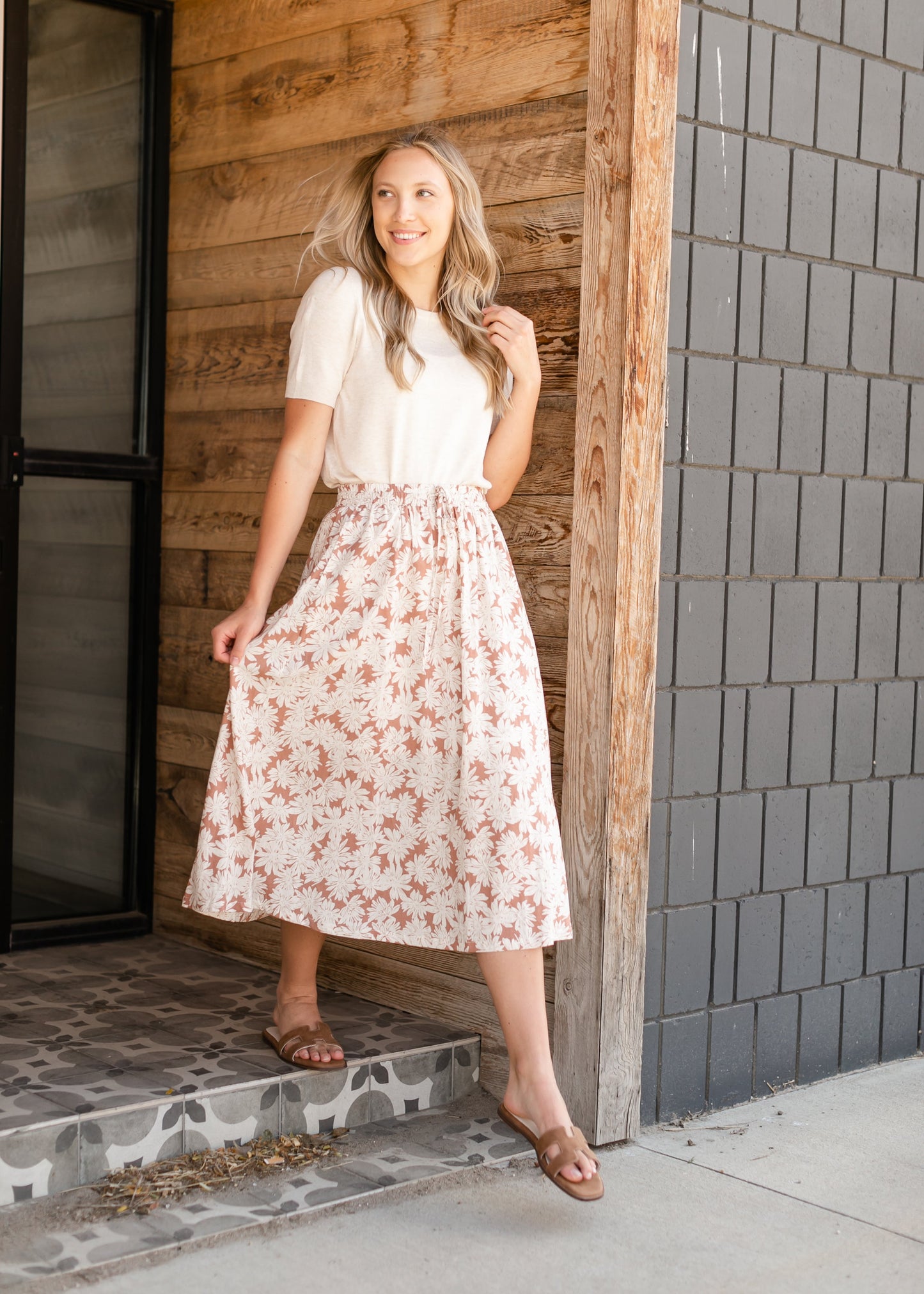 Lelia Floral Printed Midi Skirt FF Skirts