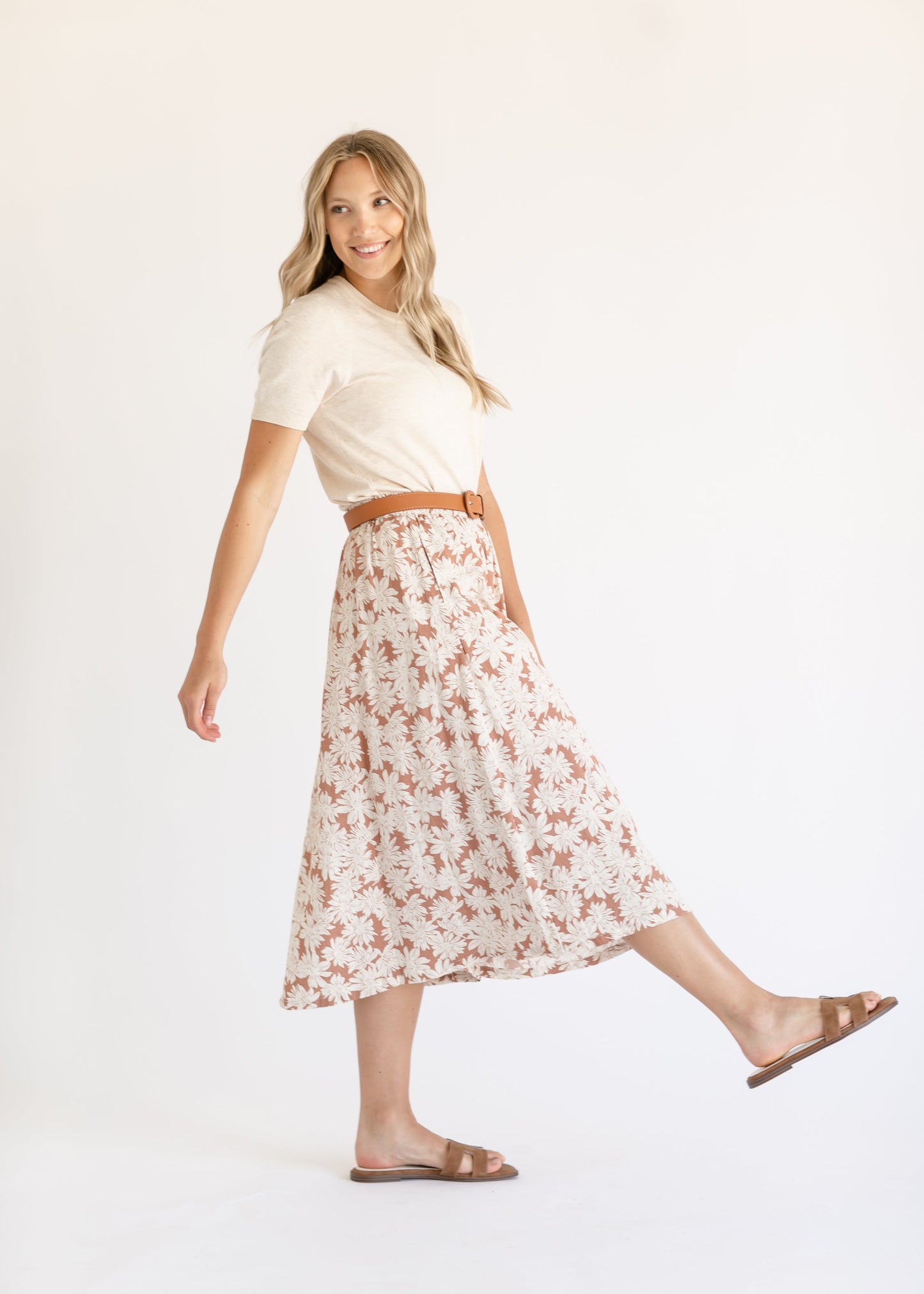 Lelia Floral Printed Midi Skirt FF Skirts