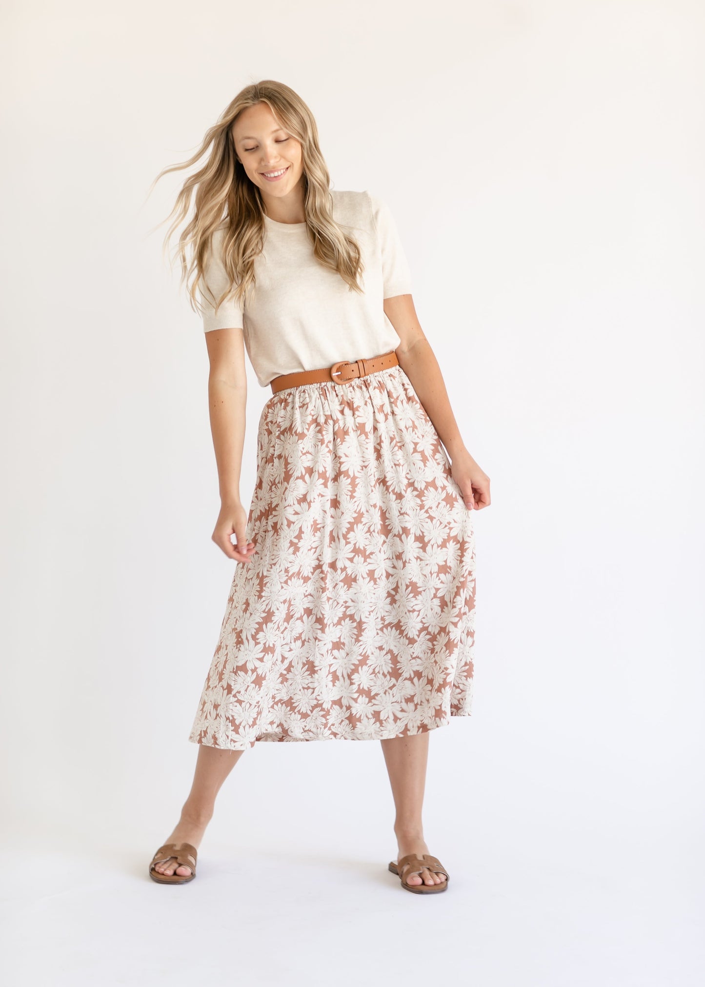 Lelia Floral Printed Midi Skirt FF Skirts