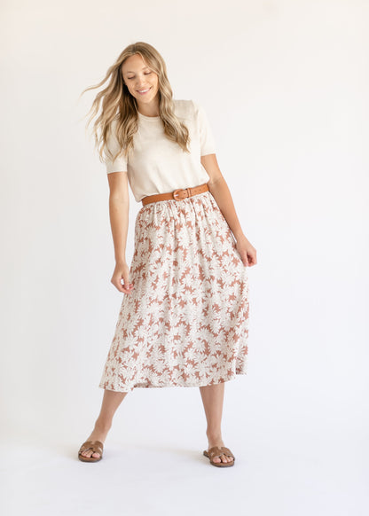 Lelia Floral Printed Midi Skirt FF Skirts