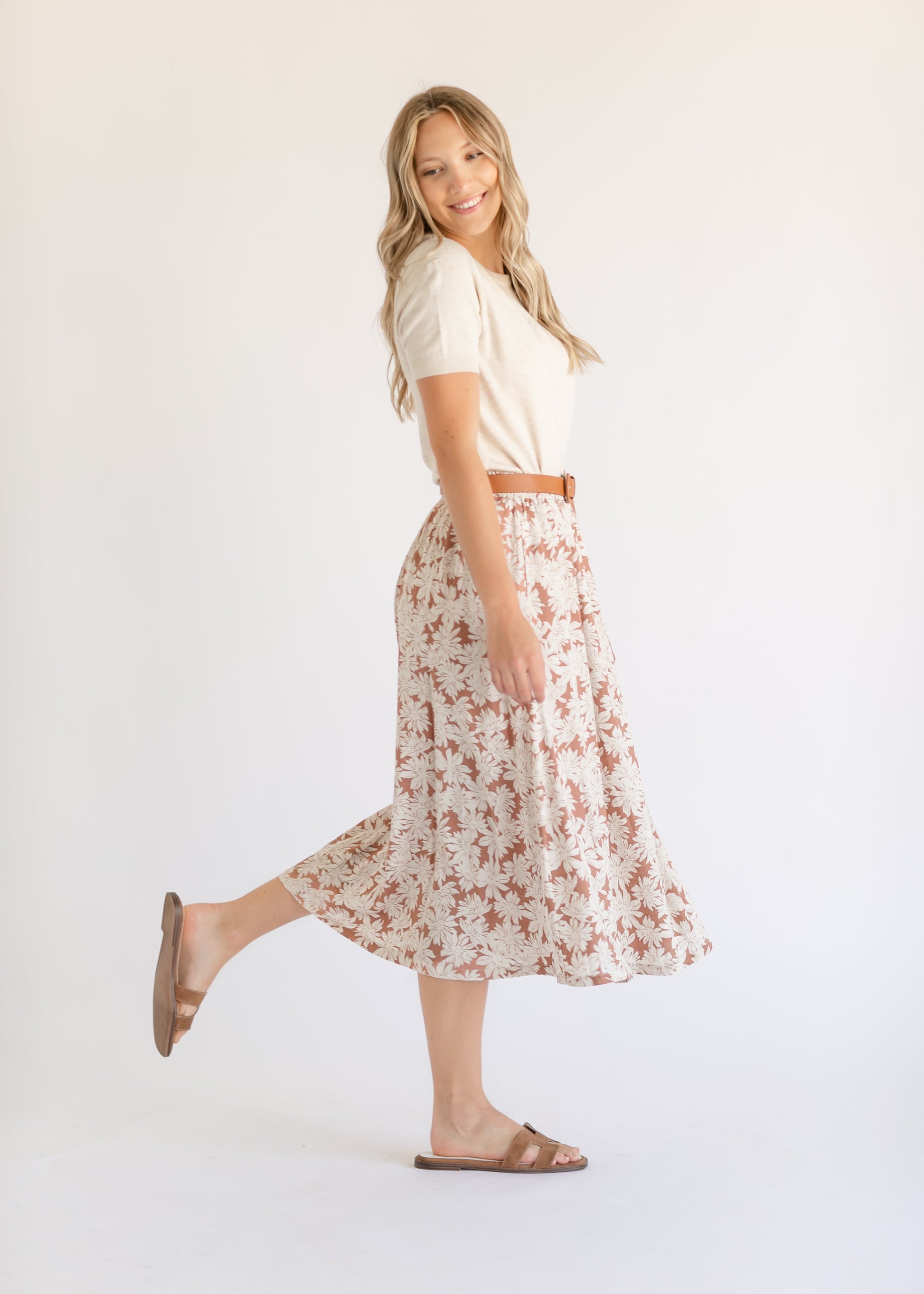 Lelia Floral Printed Midi Skirt FF Skirts