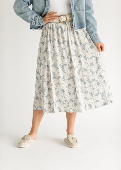 Lelia Floral Printed Midi Skirt FF Skirts Slate / S