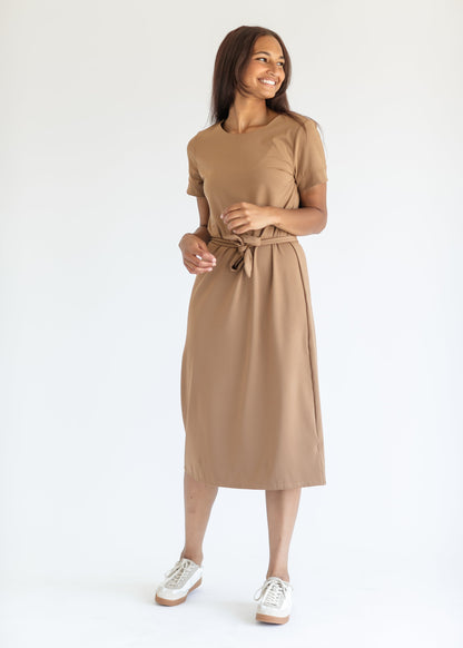 Lennox Classic Midi Dress-46" Camel IC Dresses