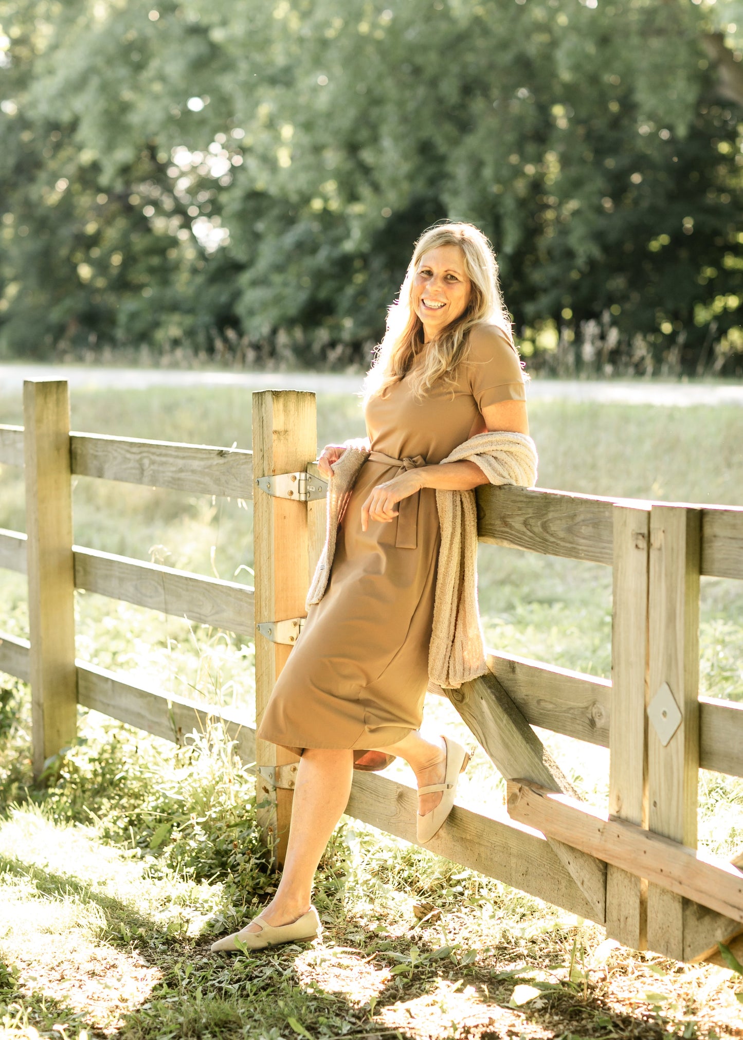 Lennox Classic Midi Dress-46" Camel IC Dresses