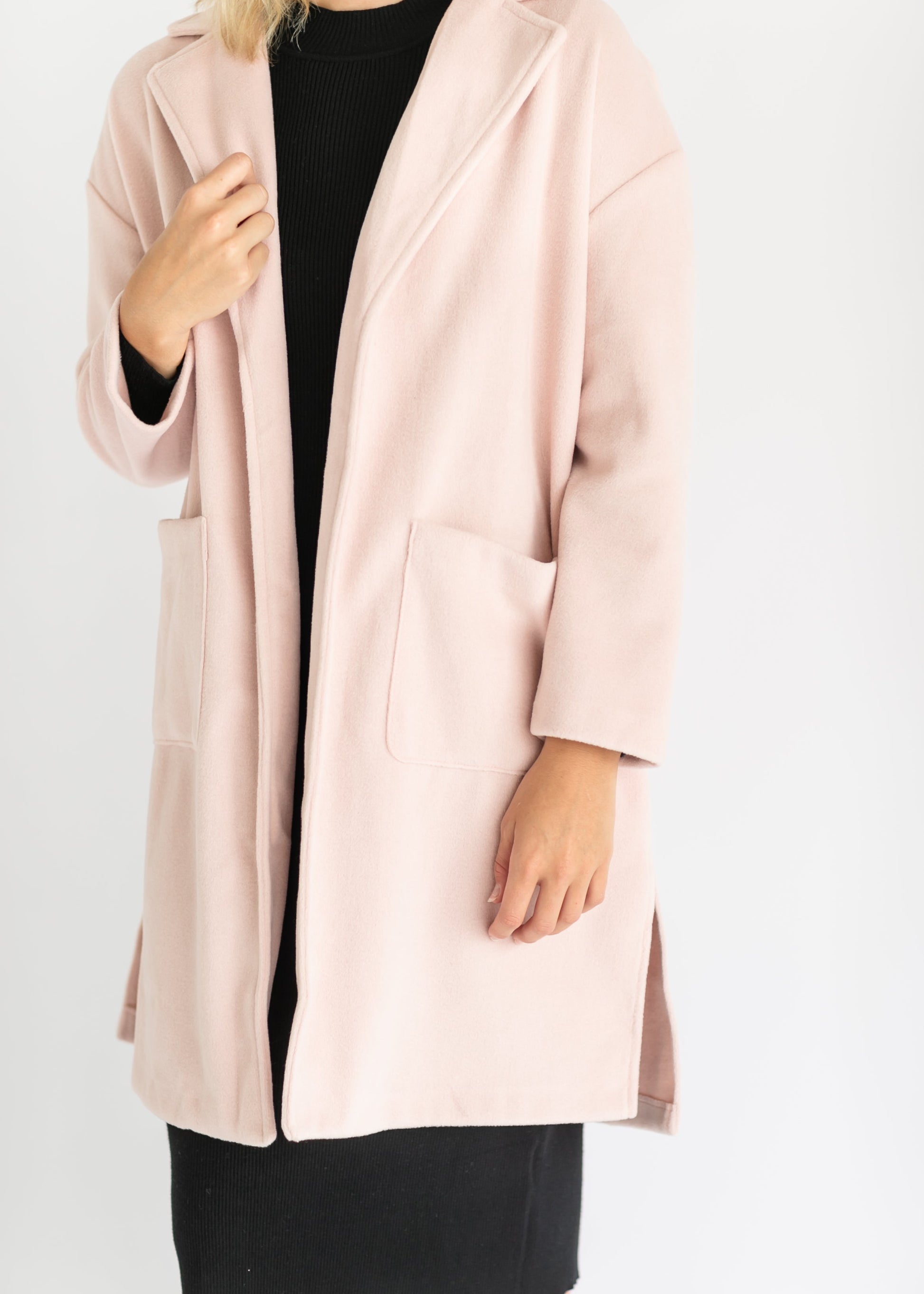 Light Pink Soft Open Coat FF Jackets