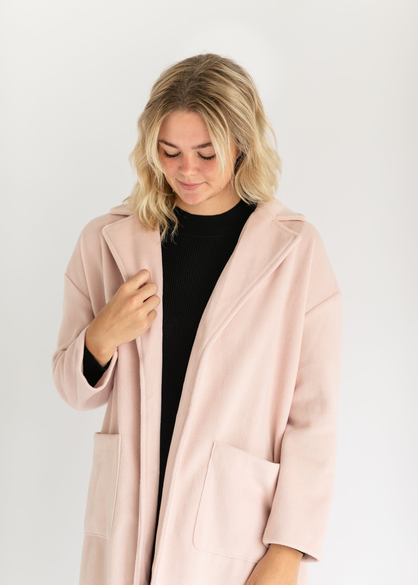 Light Pink Soft Open Coat FF Jackets