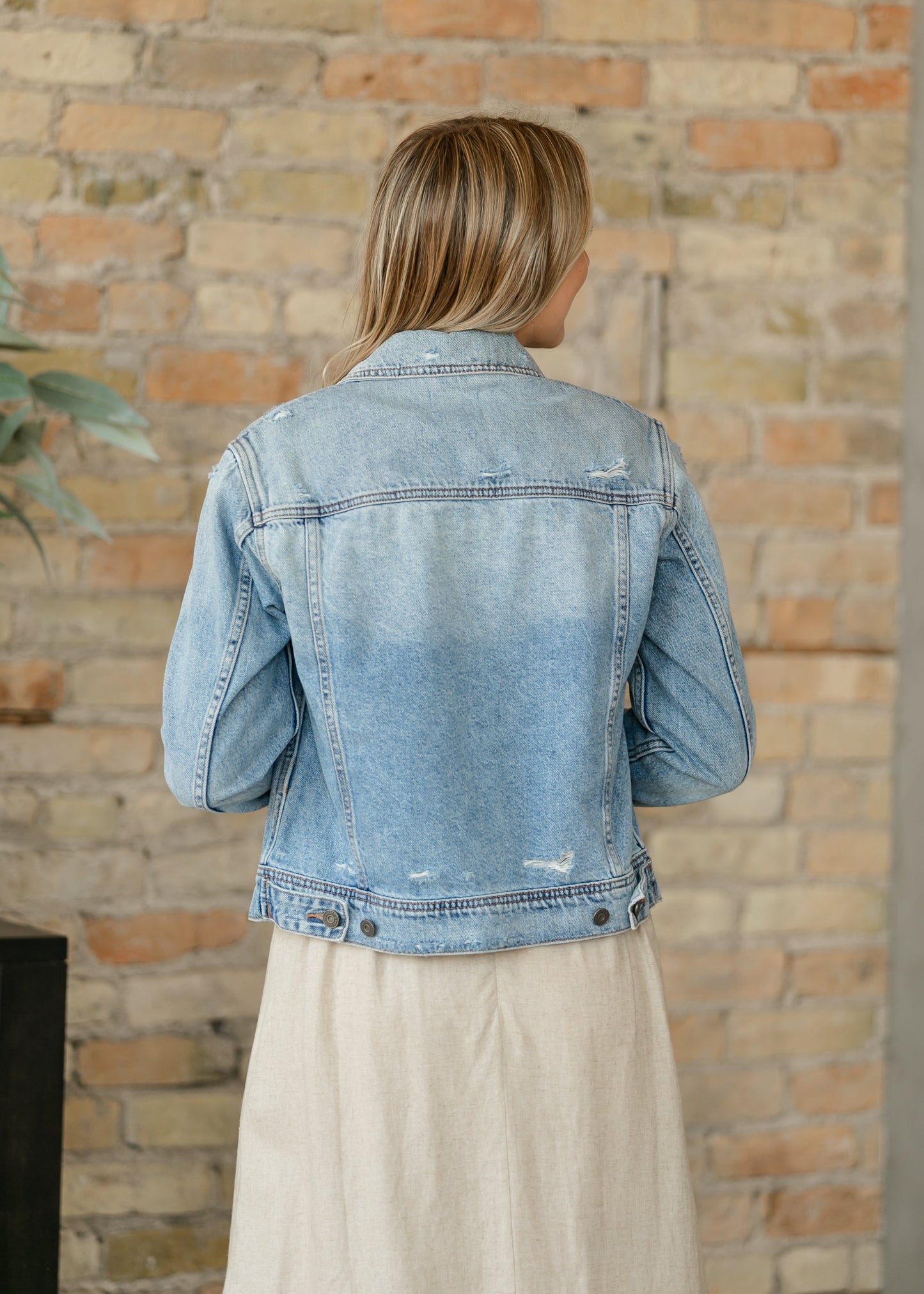 Light Wash Fitted Denim Jacket FF Tops