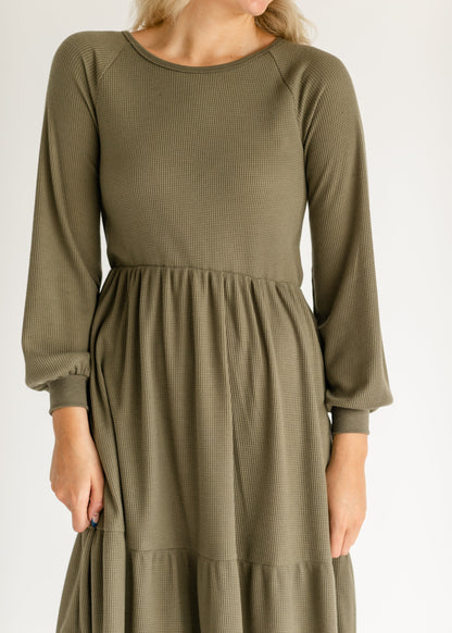 Luna Long Sleeve Tiered Midi Dress IC Dresses