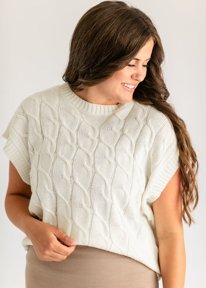 Marion Cap Sleeve Knit Sweater FF Tops