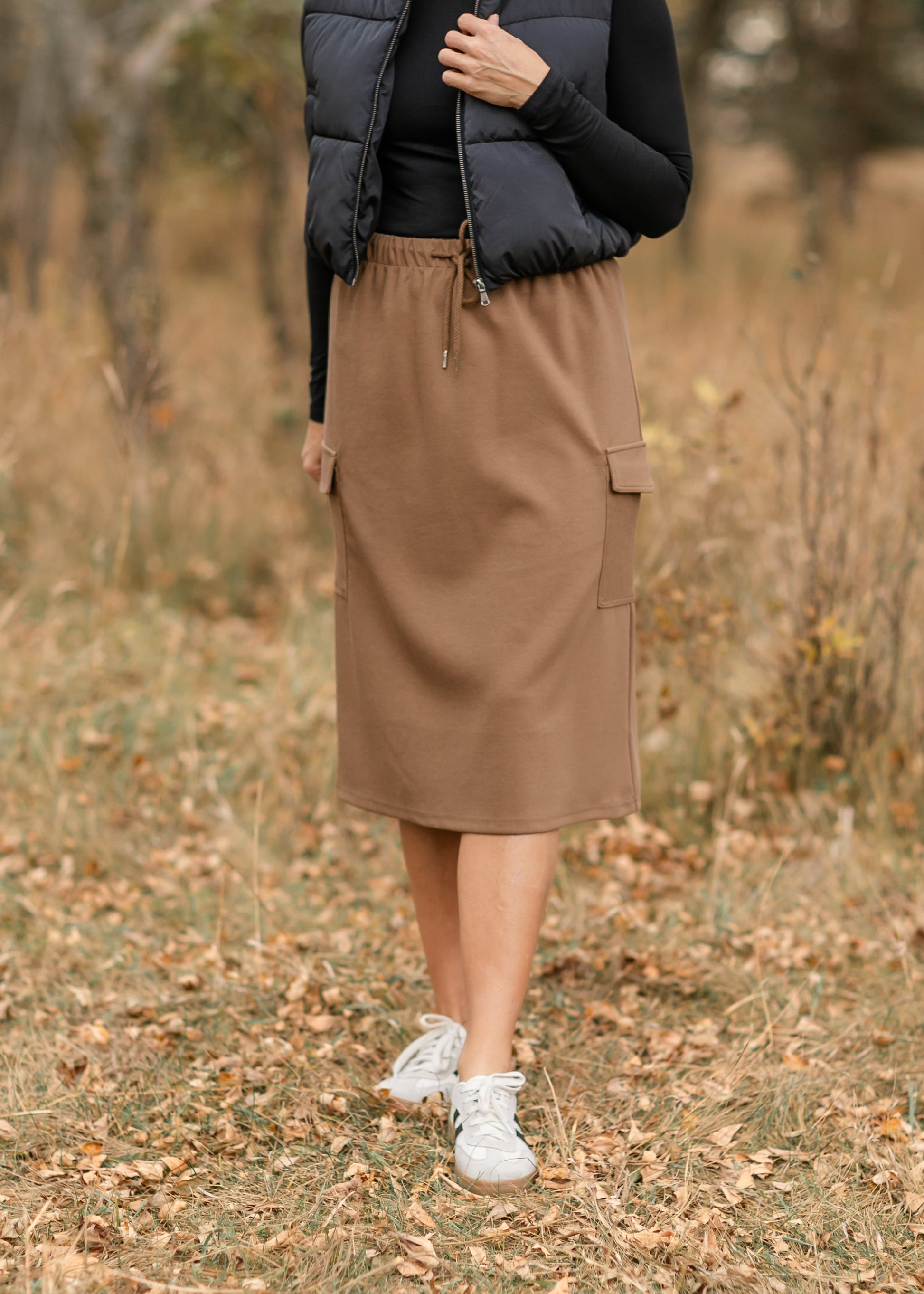 Mazie Midi A-line Cargo Skirt FF Skirts Brown / S