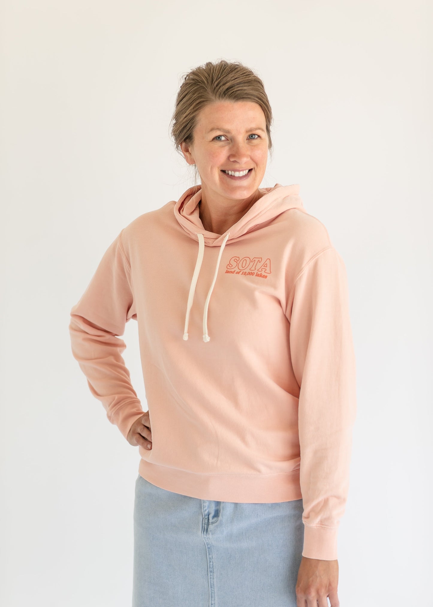 Pink Minnesota Drawstring Hoodie Sweatshirt