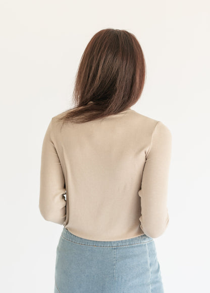 Mockneck Ribbed Knit Top FF Tops