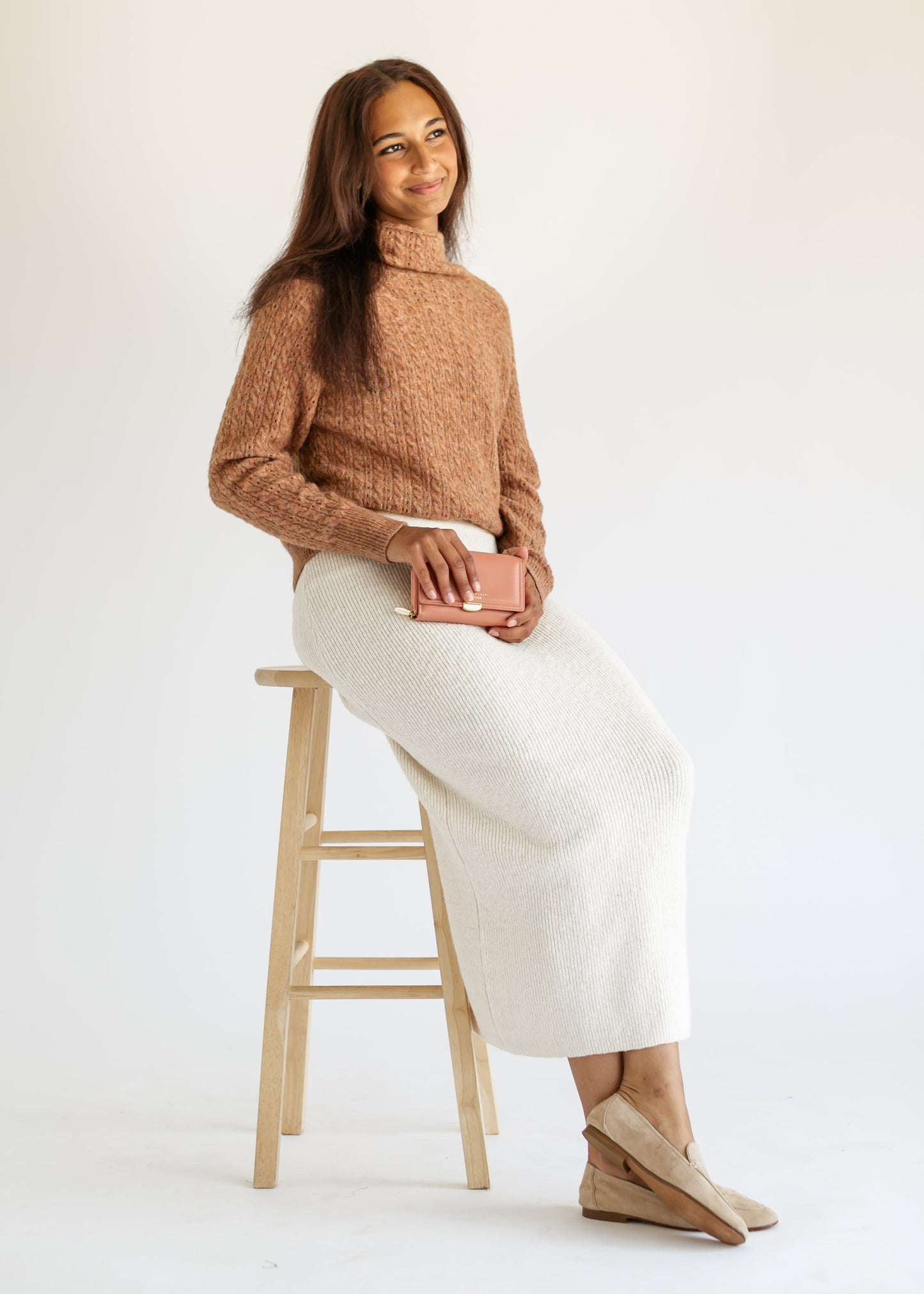 Mockneck Rust Knit Sweater FF Tops