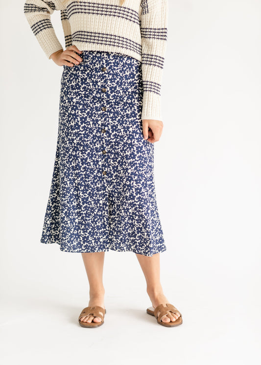 Molly Floral Printed Button Down Detailed Skirt IC Skirts