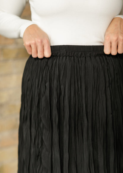 Natalie Crinkle Black Maxi Skirt FF Skirts