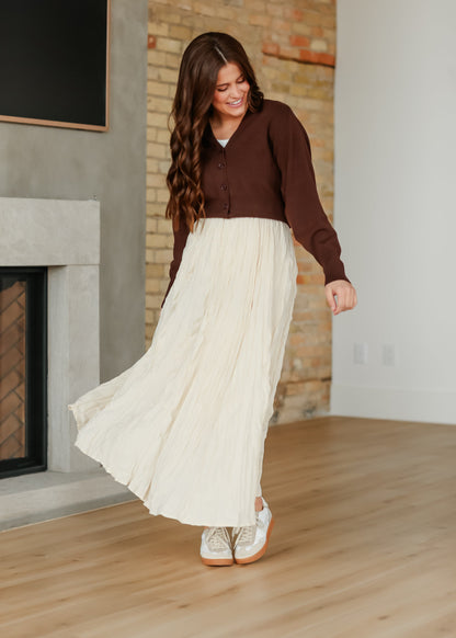 Natalie Crinkle Cream Maxi Skirt FF Skirts