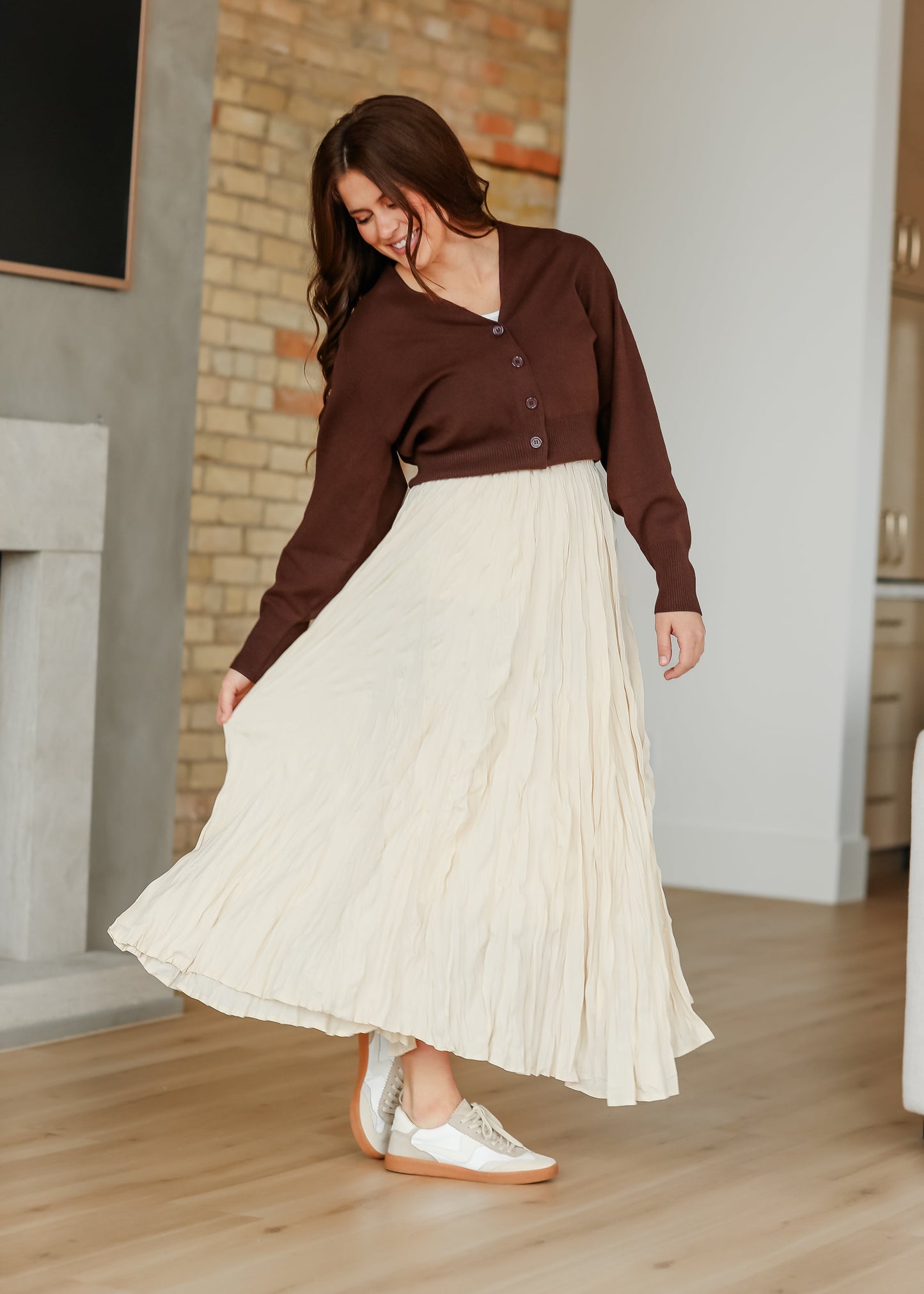 Natalie Crinkle Cream Maxi Skirt FF Skirts