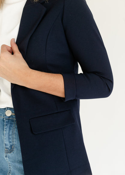 Navy Princess Dart Relaxed Fit Blazer FF Tops