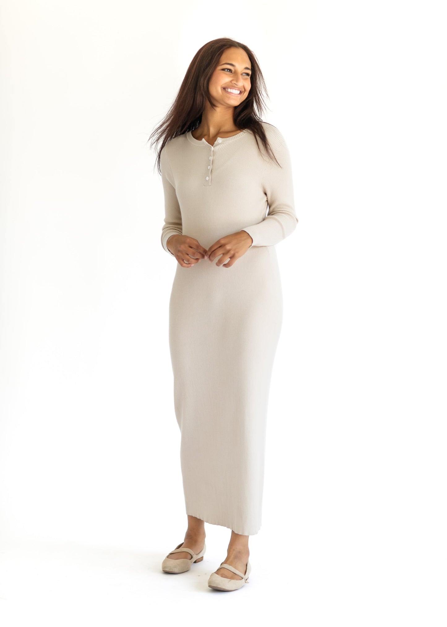 Noa Ribbed Knit Midi Dress IC Dresses