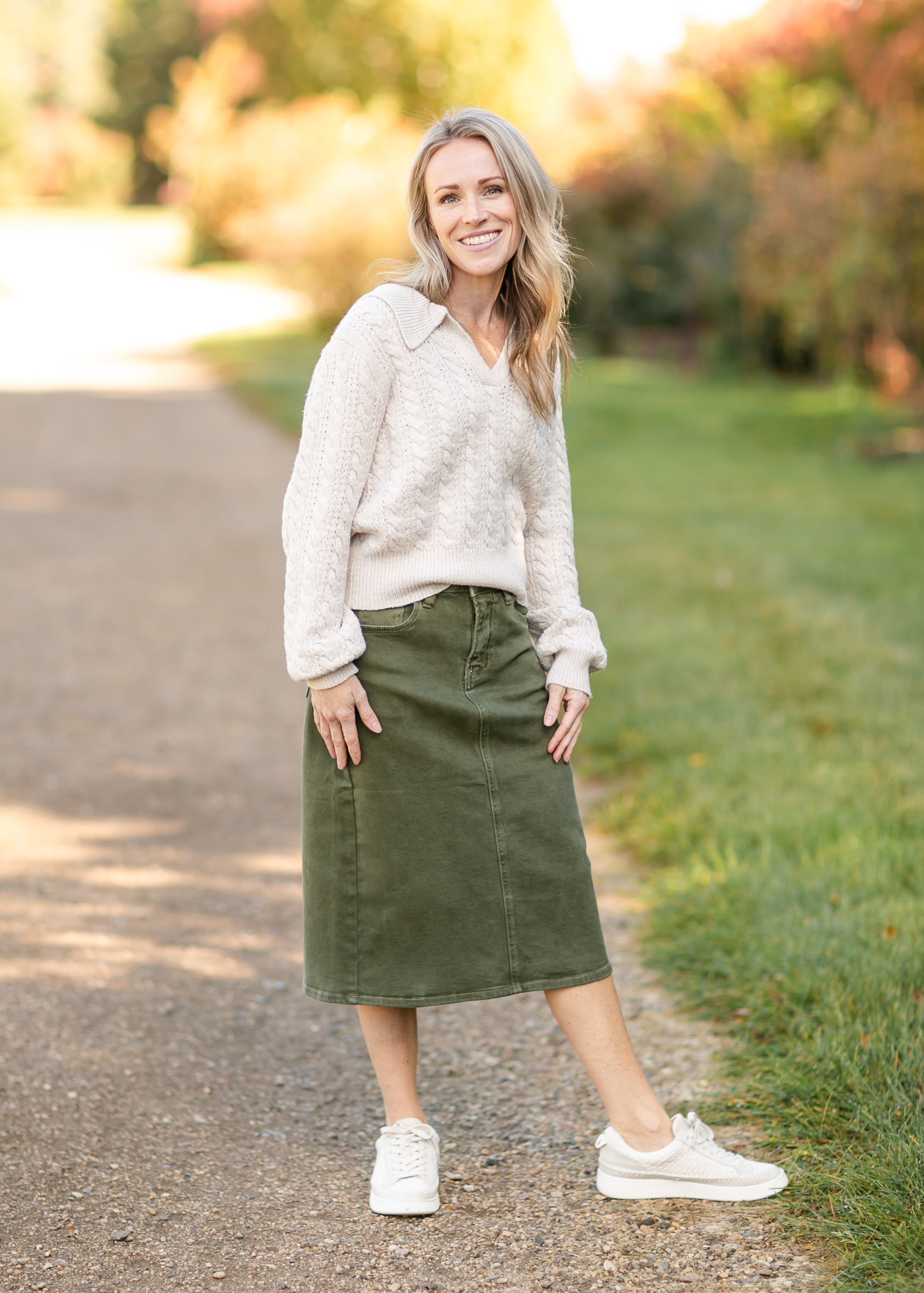 Modest Denim Midi Skirts Inherit Co