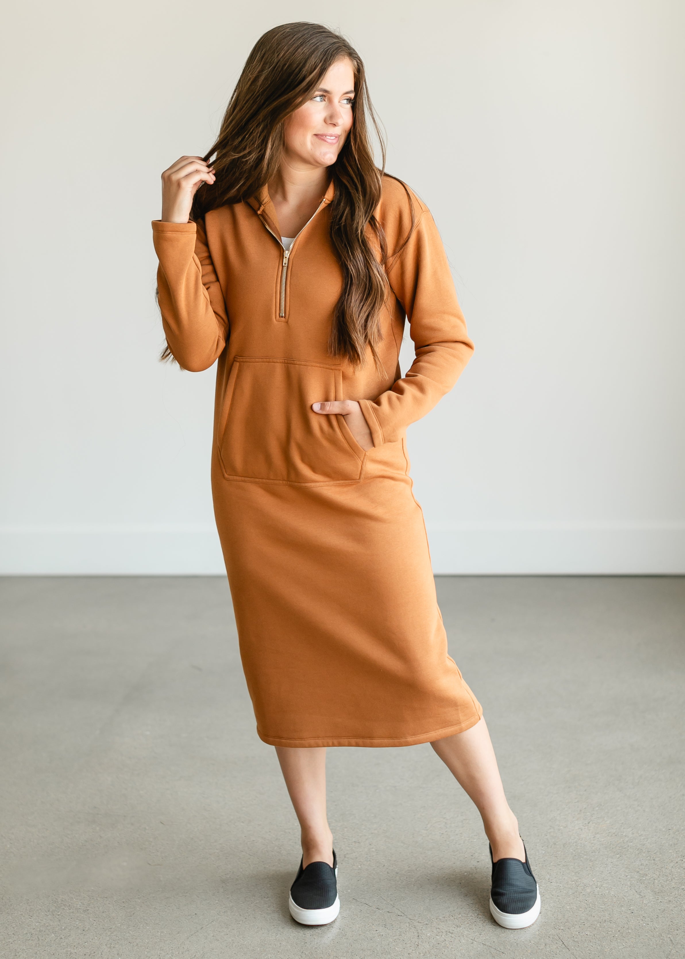 Orange best sale sweatshirt dress