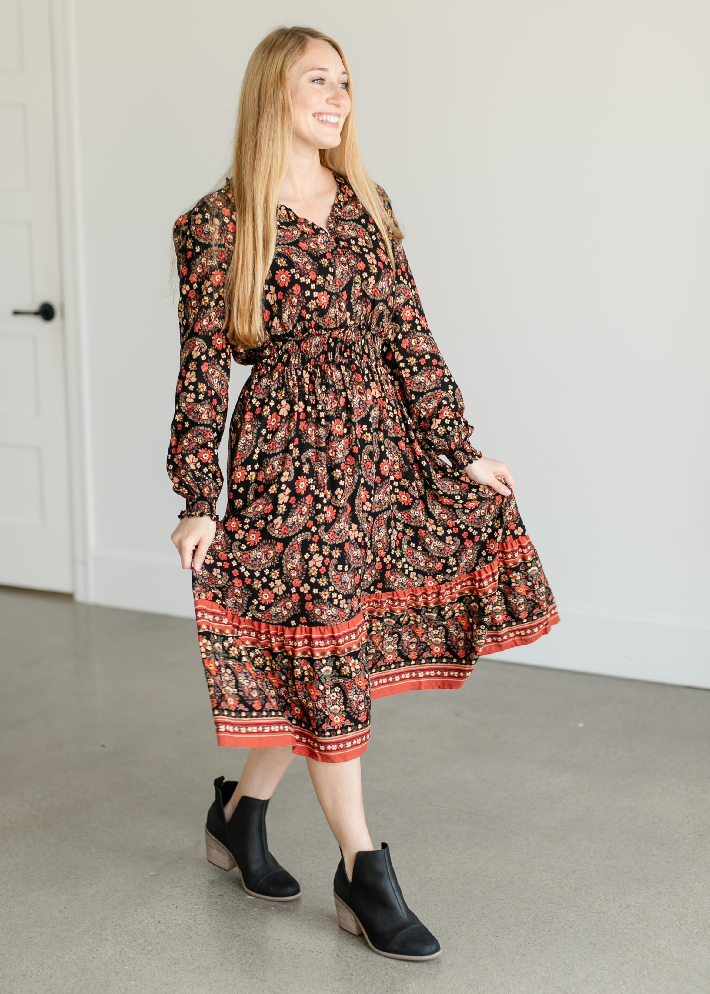 Paisley Floral Midi Dress - FINAL SALE – Inherit Co.