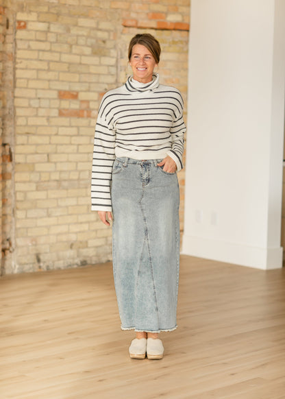 Piper A-line Long Denim Maxi Skirt IC Skirts