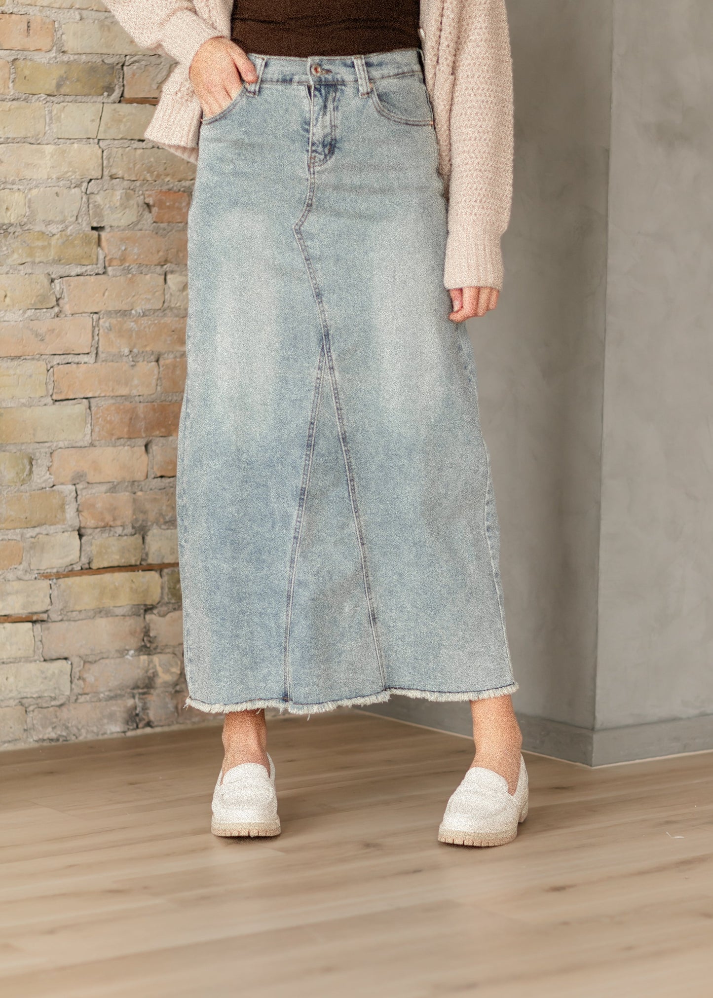 Piper A-line Long Denim Maxi Skirt IC Skirts