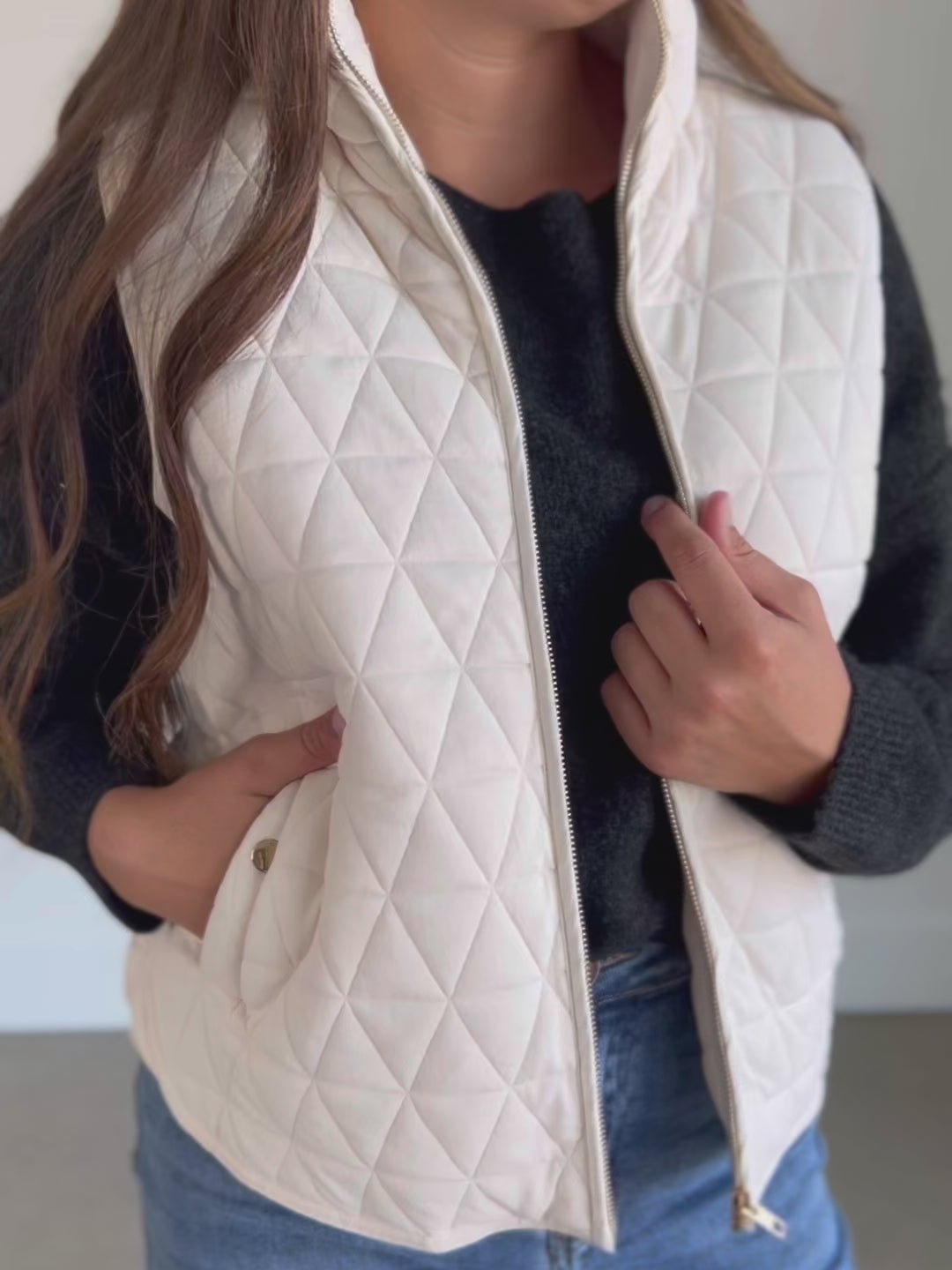 Diamond Quilted Zip-up Vest - FINAL SALE