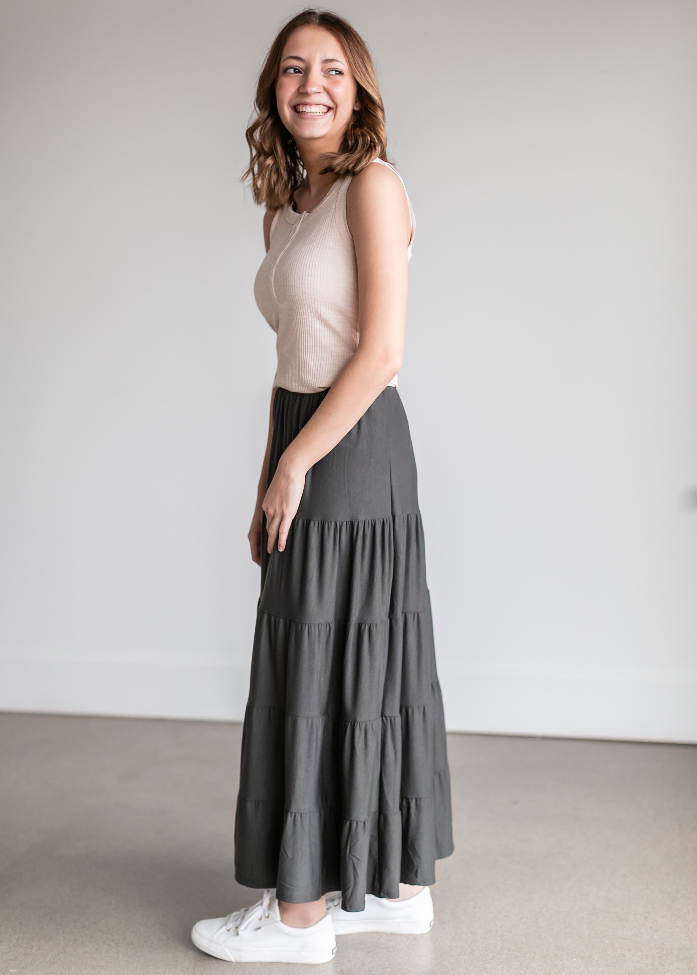 人気 clane GATHER TIERED MAXI SKIRT 0 | artfive.co.jp