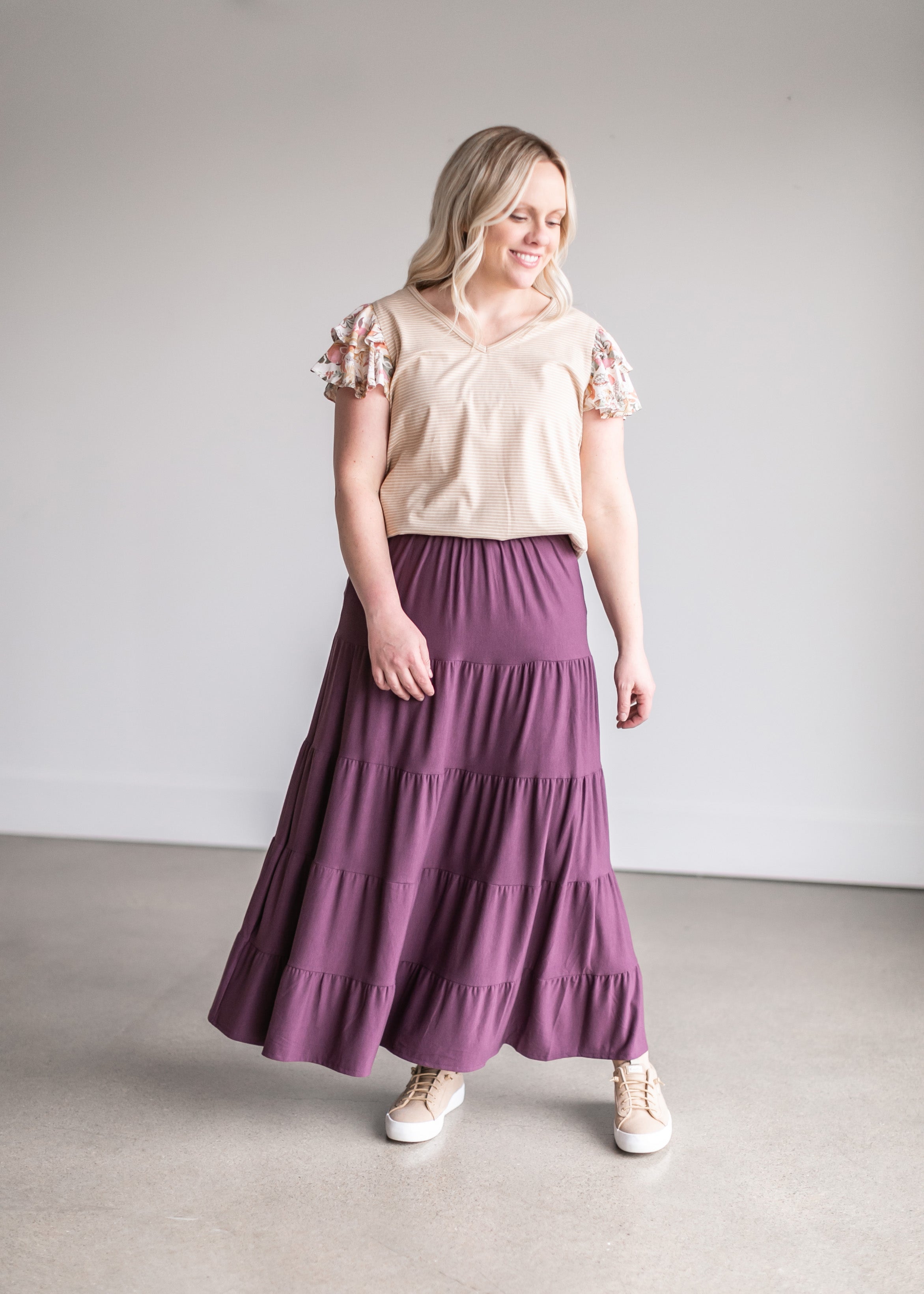 Cotton stretch maxi clearance skirt