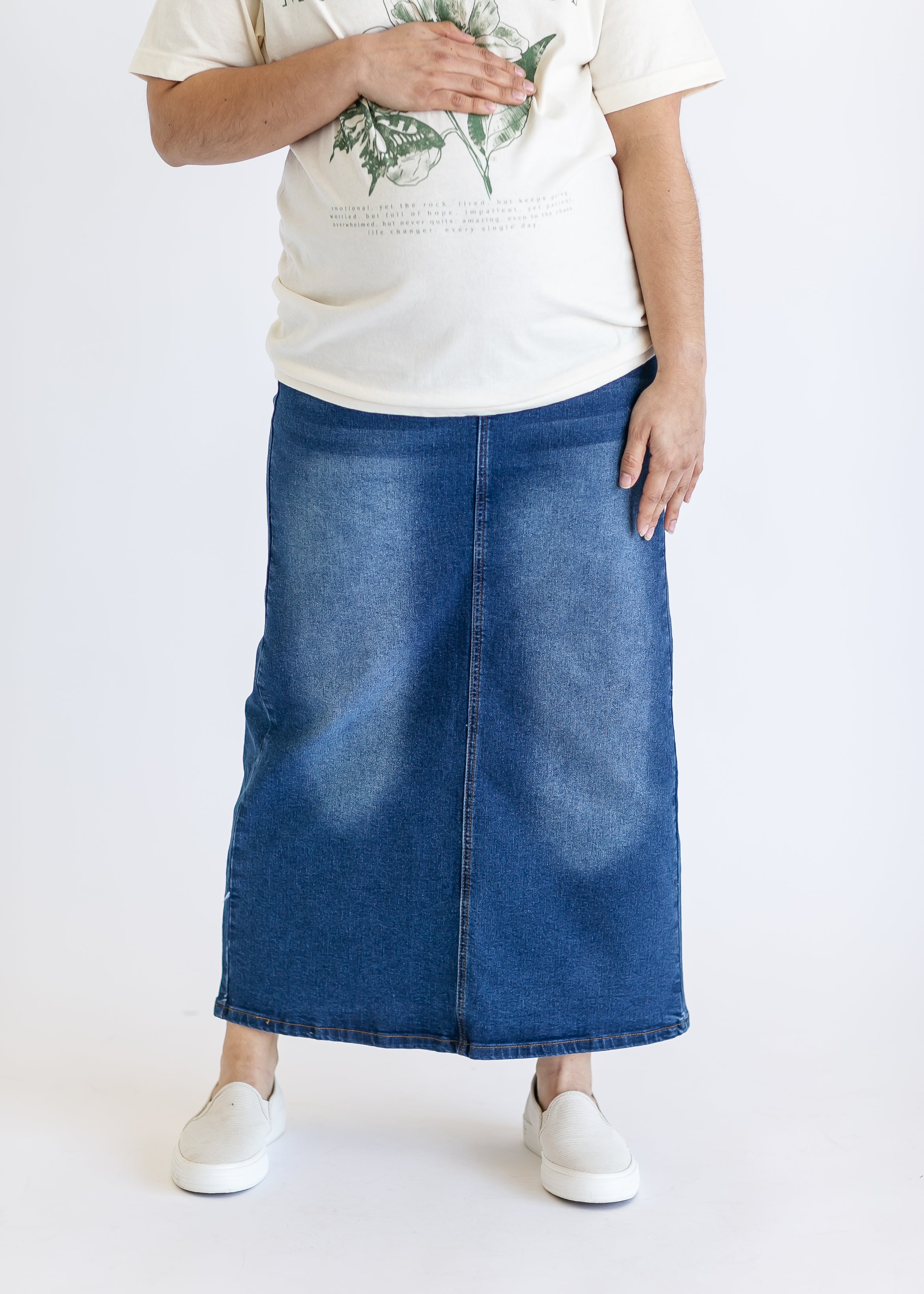 Long jean maternity skirts hotsell