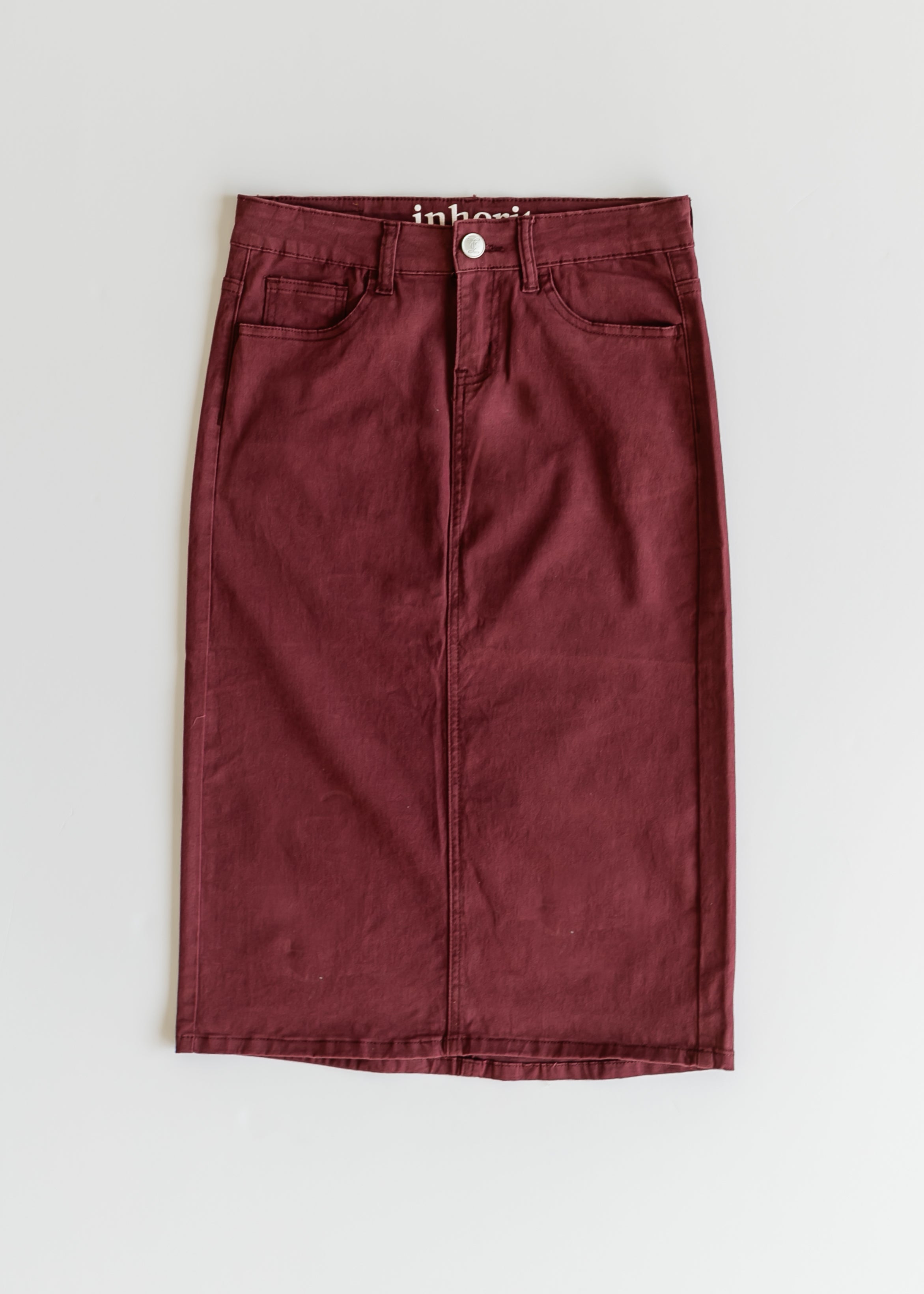 Burgundy 2025 denim skirt