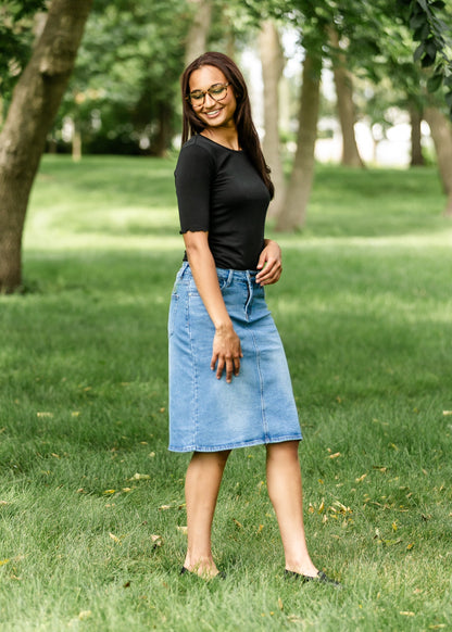 Remi Light Wash Denim Midi Skirt IC Skirts