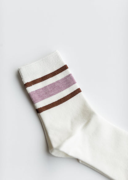 Retro Stripe Style Crew Socks Accessories Purple